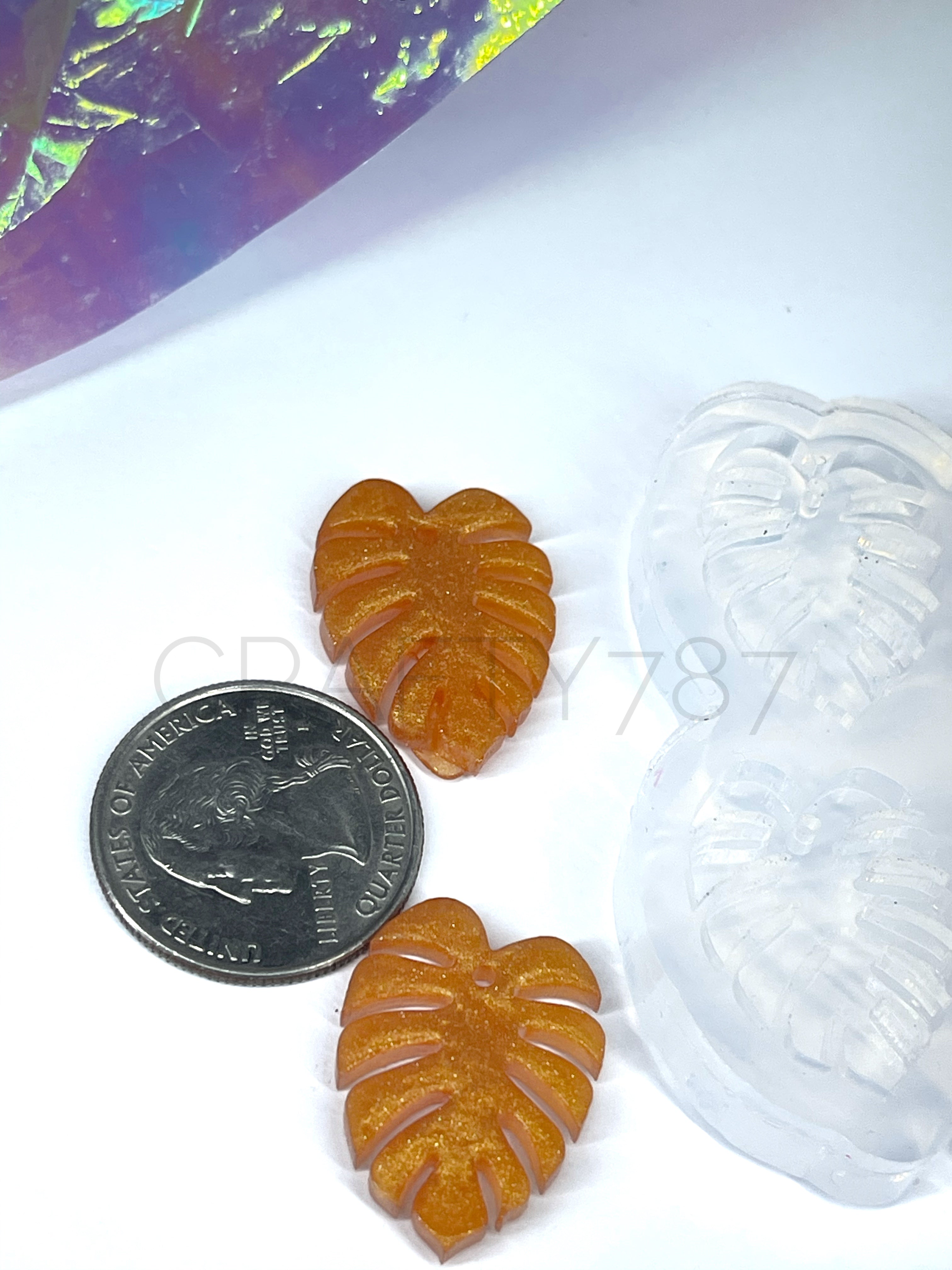 Monstera 1in. Mid Size Dangle Earring Silicone Mold (C9)