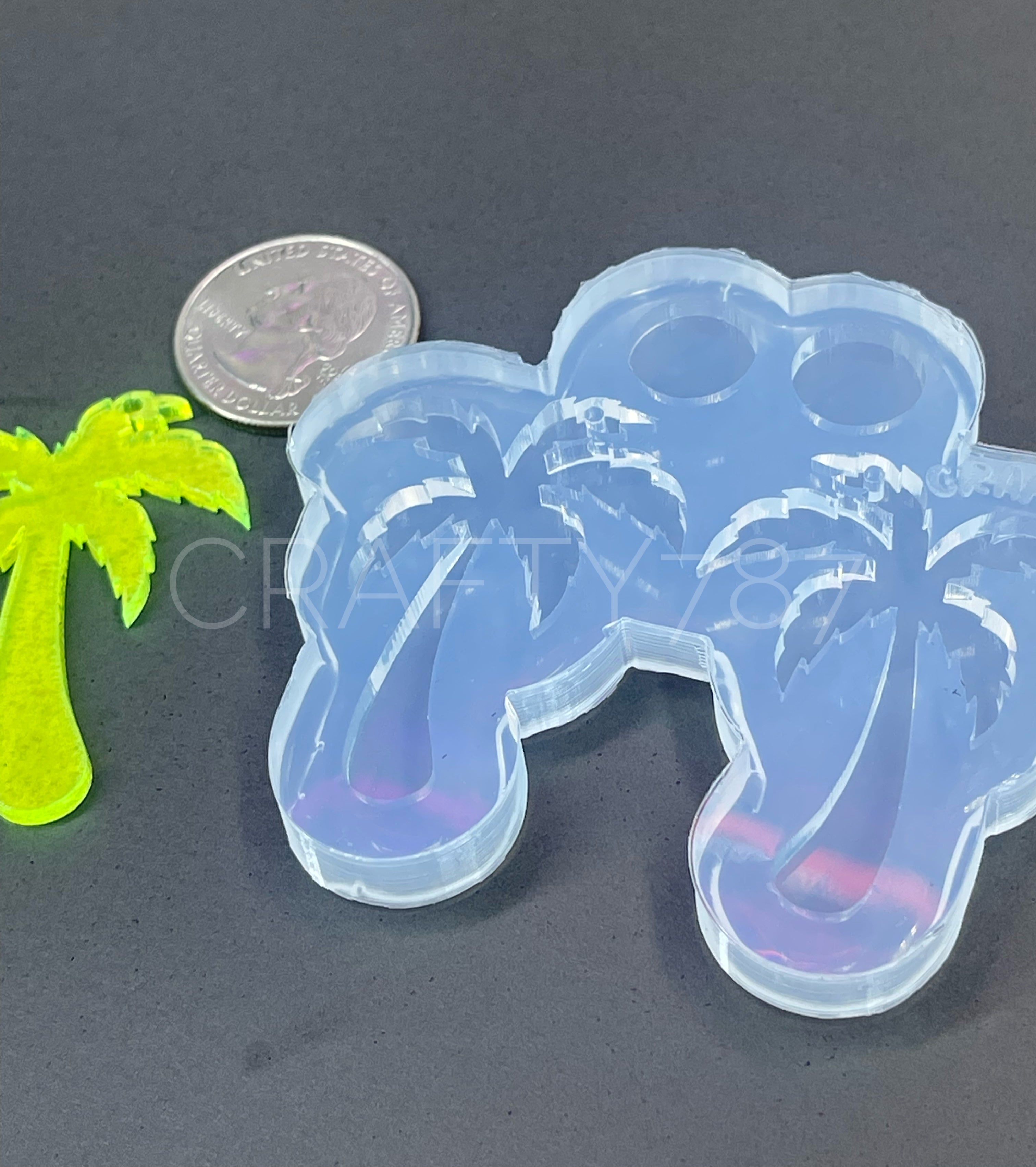 Tropical Palm Dangle Earring Silicone Mold (C13)