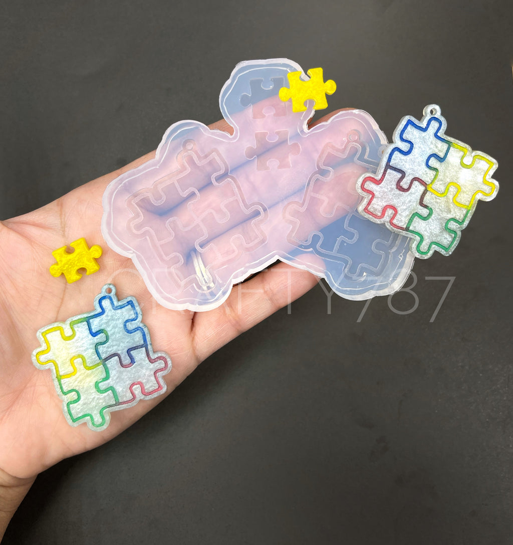 Puzzle Dangle Earring Silicone Mold (C13)