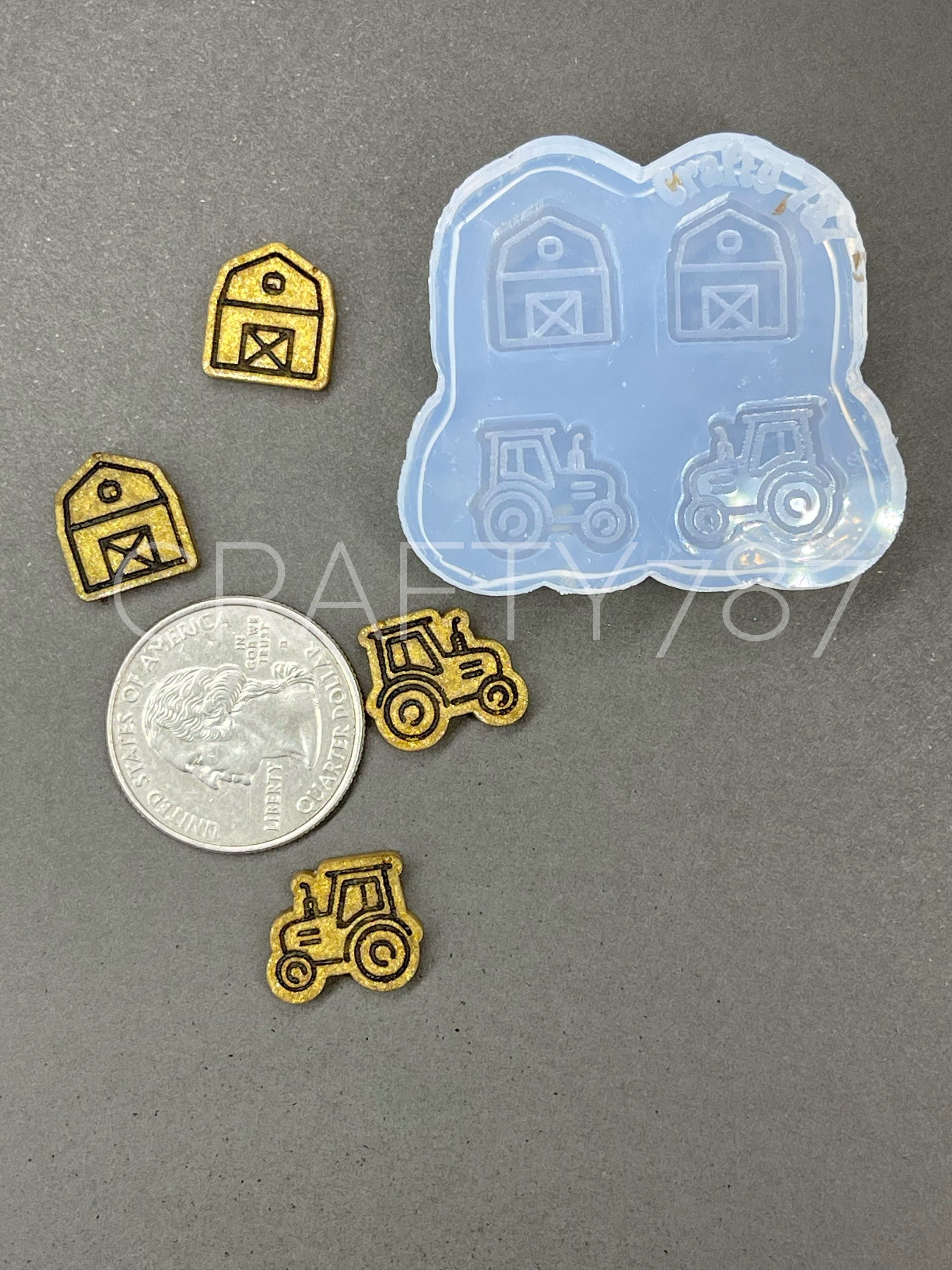 Farm & Tractor Stud Earring Silicone Mold (B13)