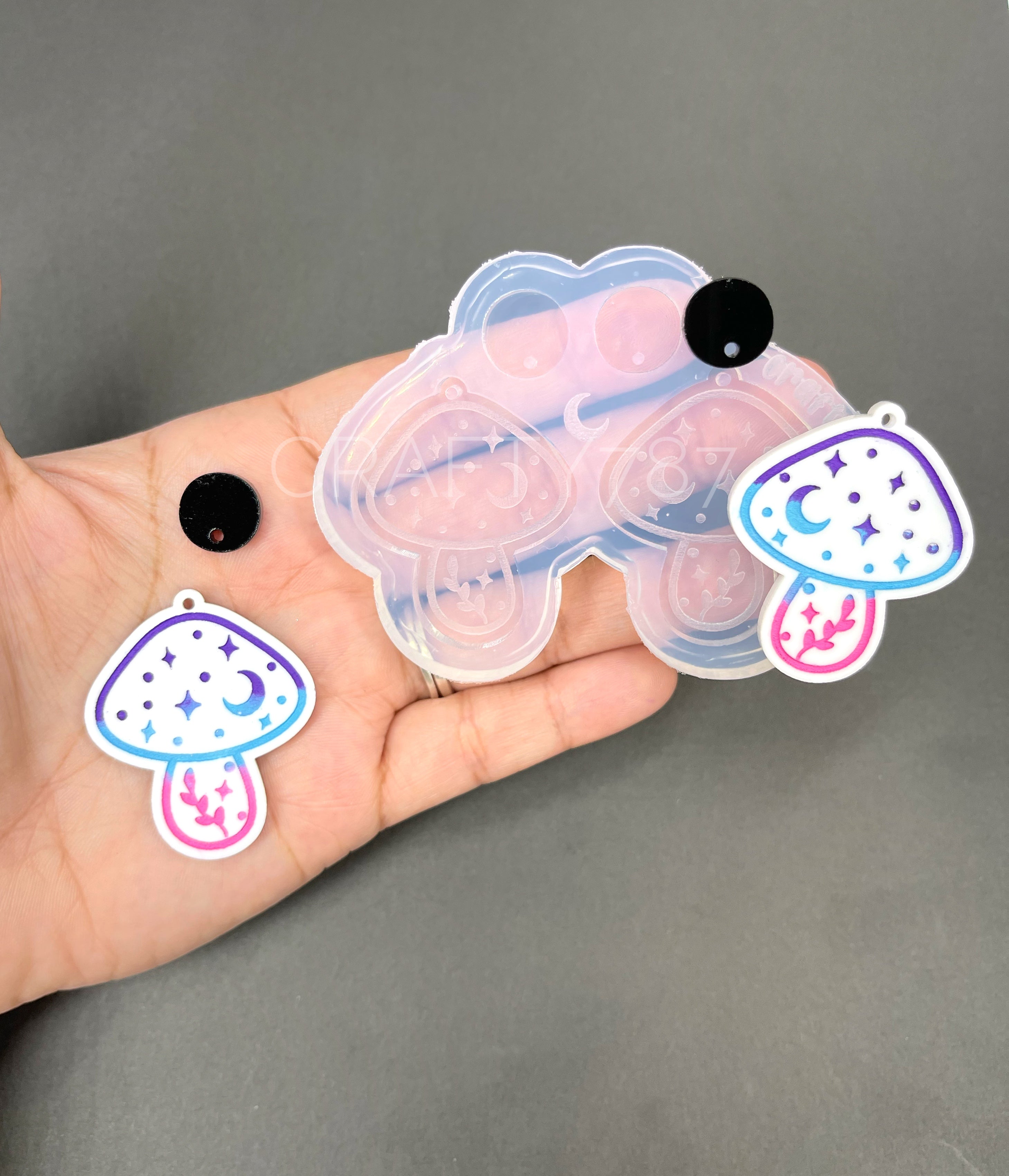 Mushroom Magical Hongo Dangle Earring Silicone Mold (D5)