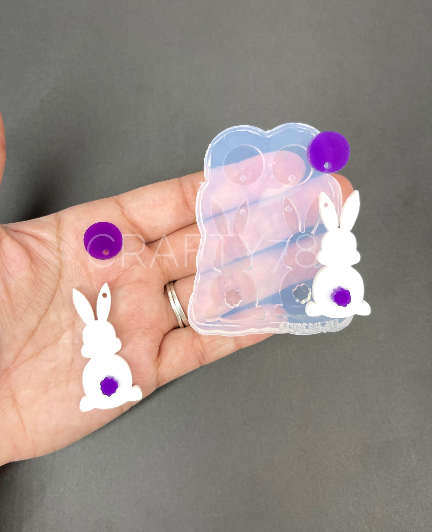 Bunny Dangle Earring Silicone Mold Layer (D5)