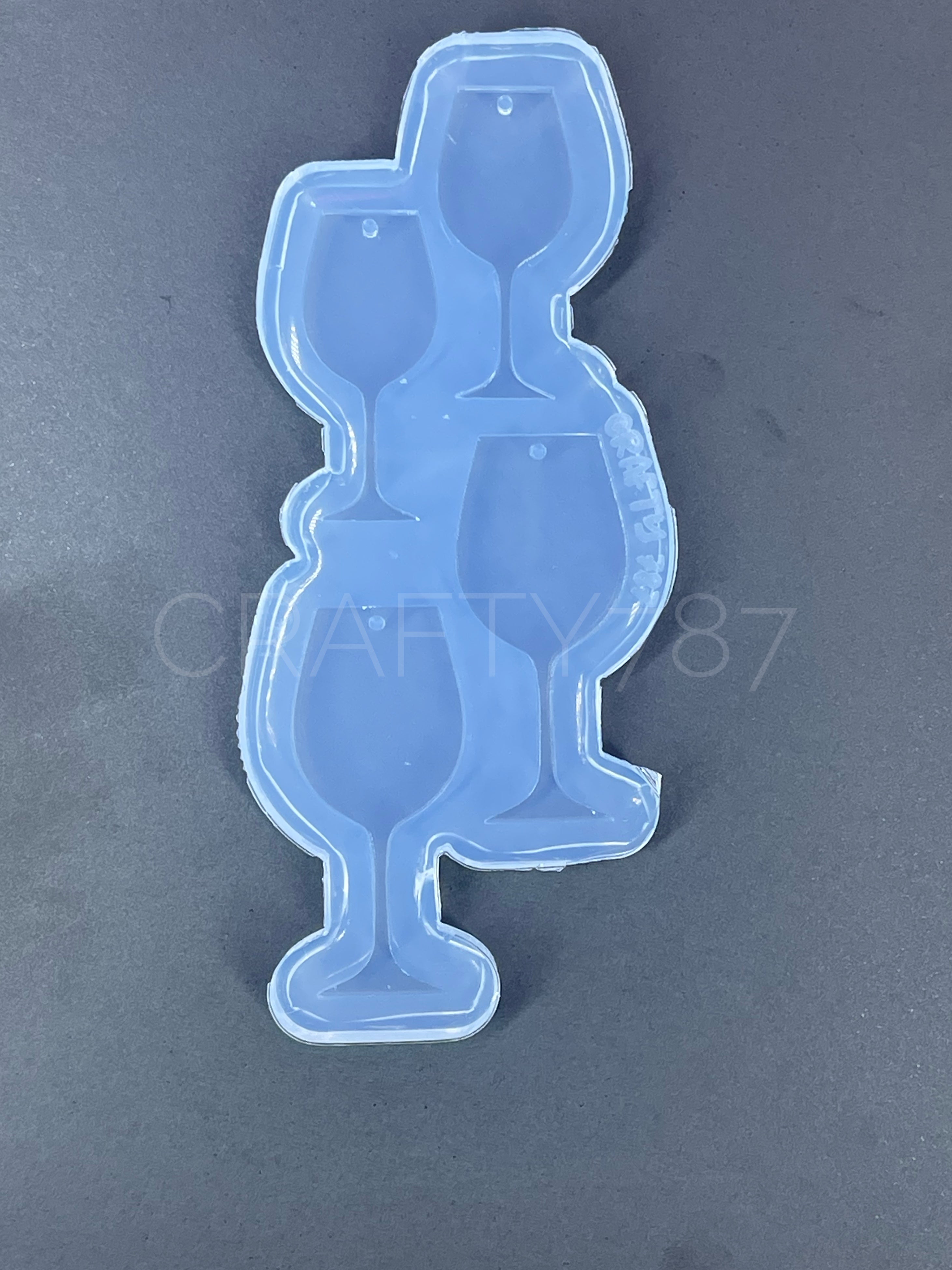 Wine Glass Dangle Earring/Keychain Silicone Mold (C14)