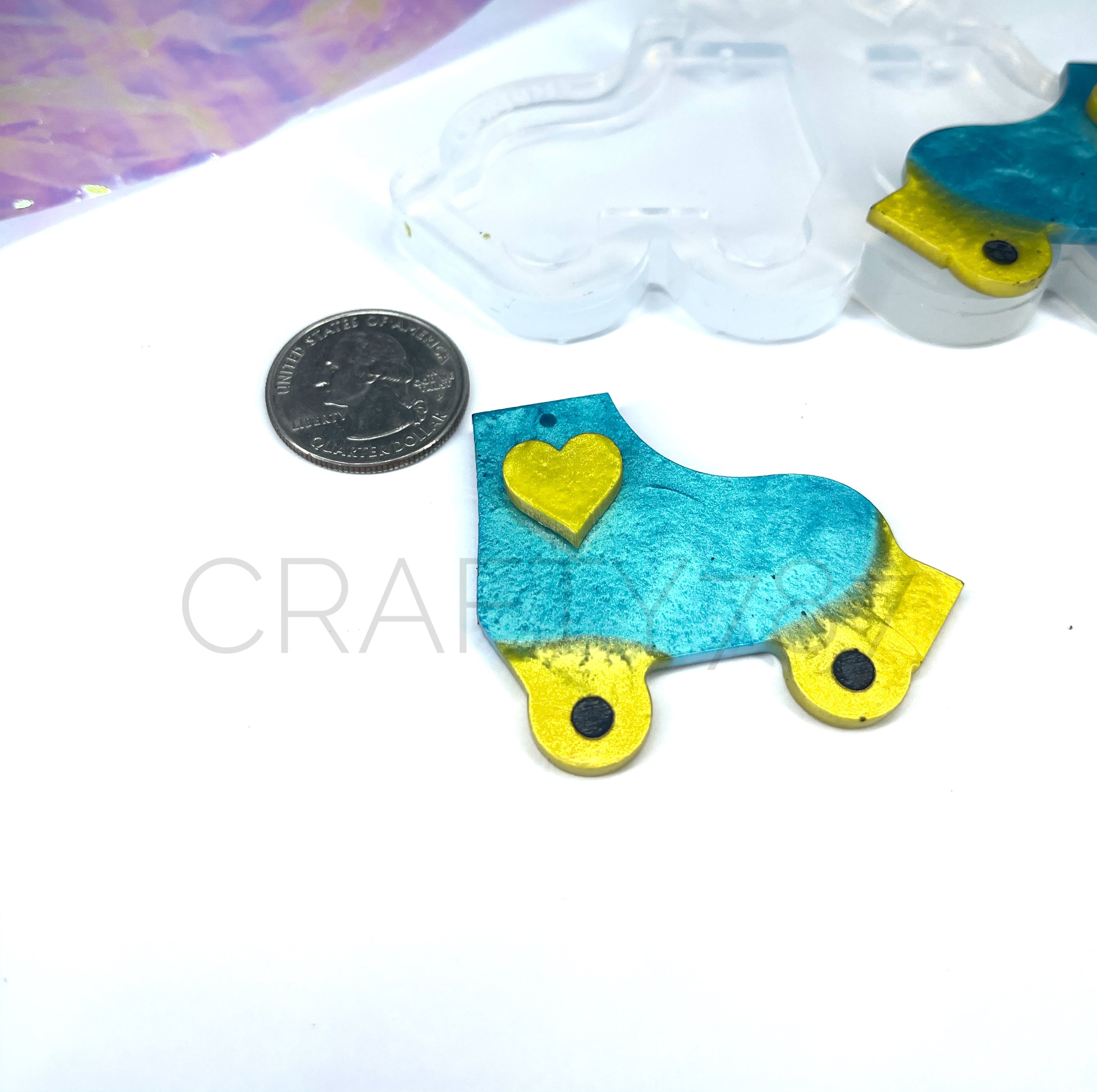 Roller Skates Dangle/Keychain Earrings Silicone Mold (C9)