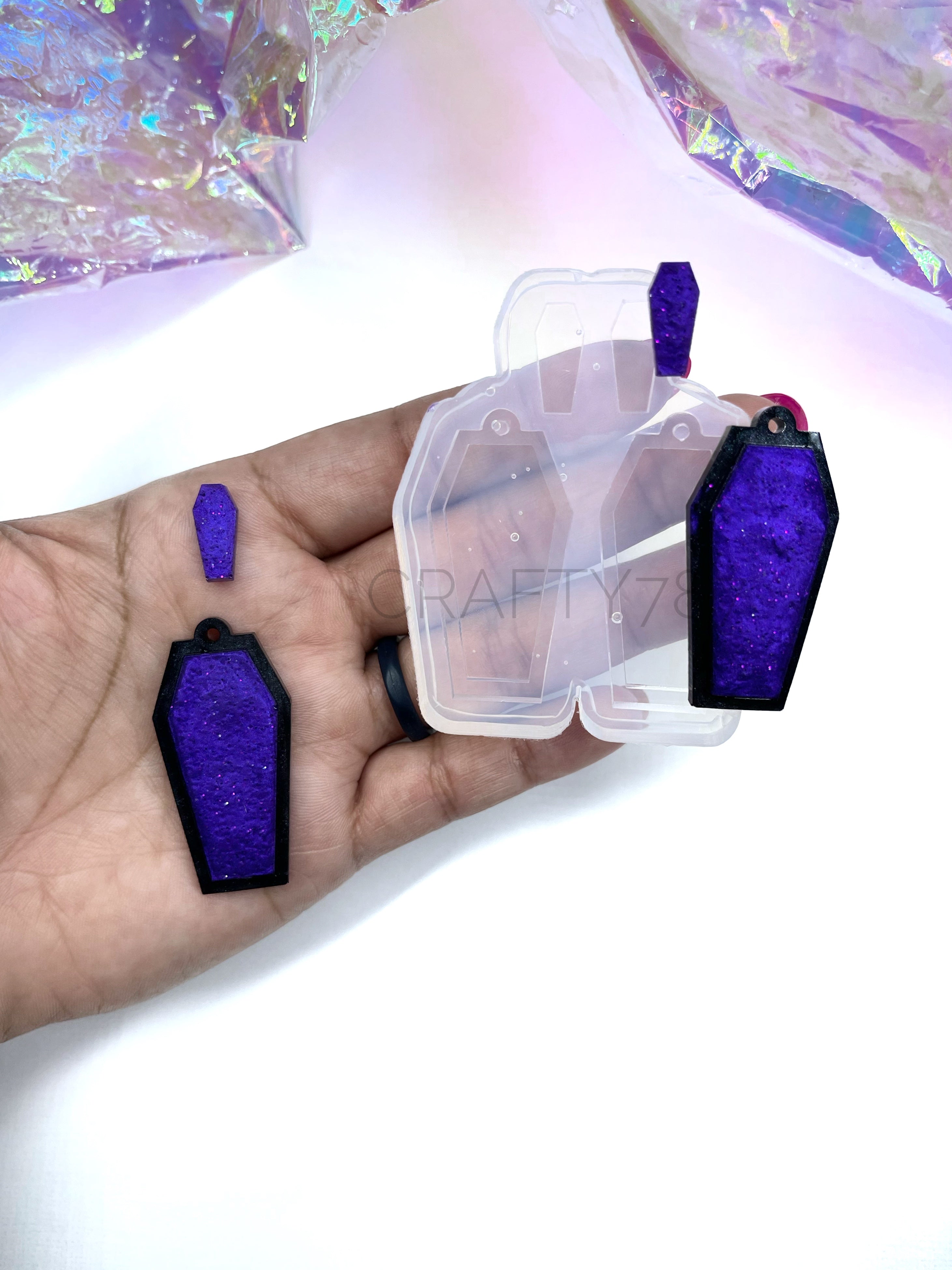 Coffin 1.7in Dangle Earring Layer Silicone Mold(C5)