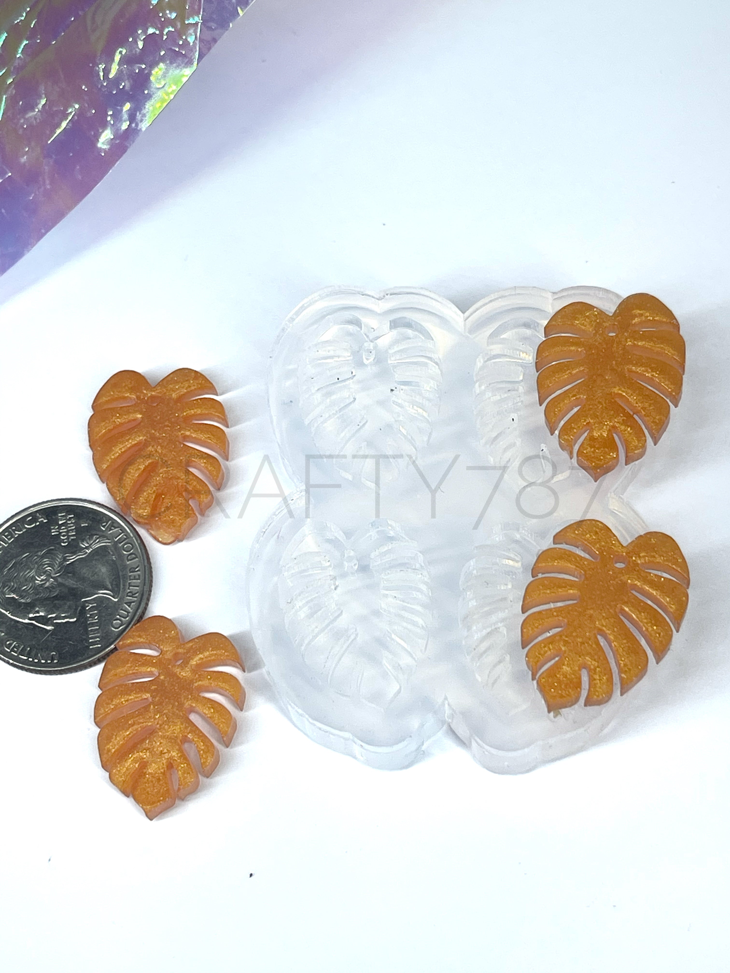 Monstera 1in. Mid Size Dangle Earring Silicone Mold (C9)