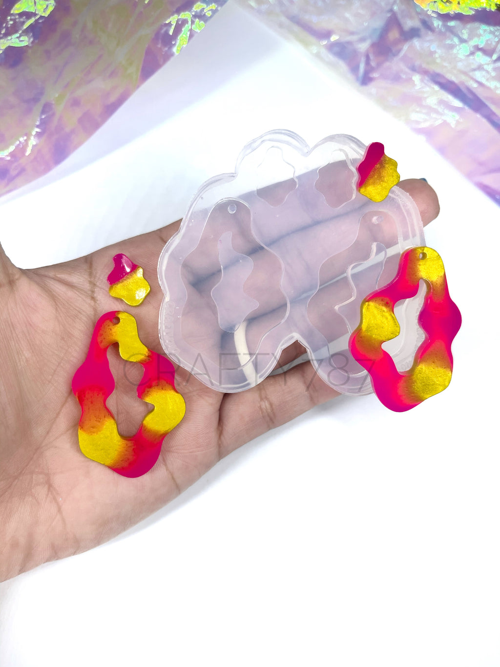 Wavy Oval Freeform Dangle Earrings Silicone Mold