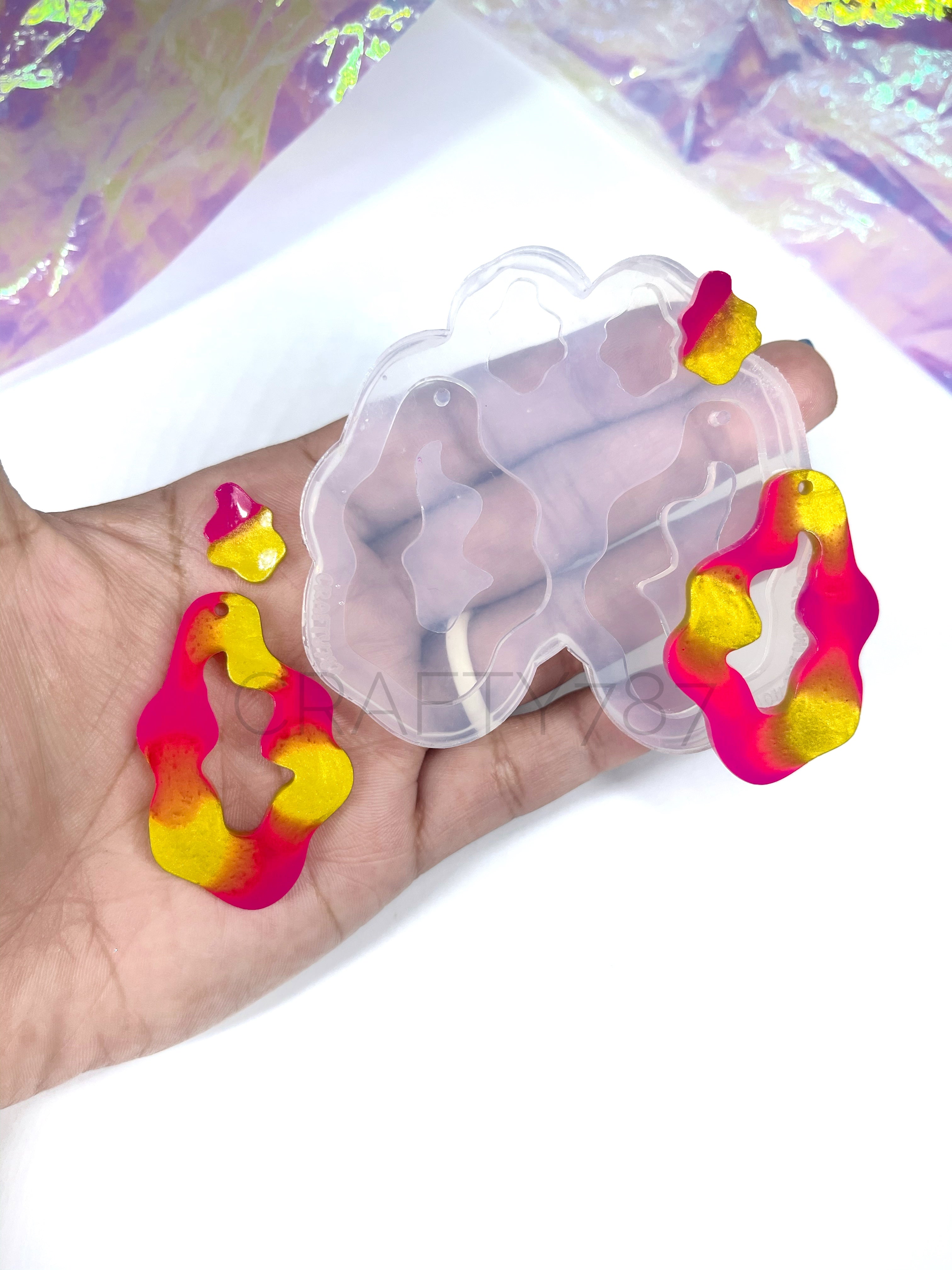 Wavy Oval Freeform Dangle Earrings Silicone Mold