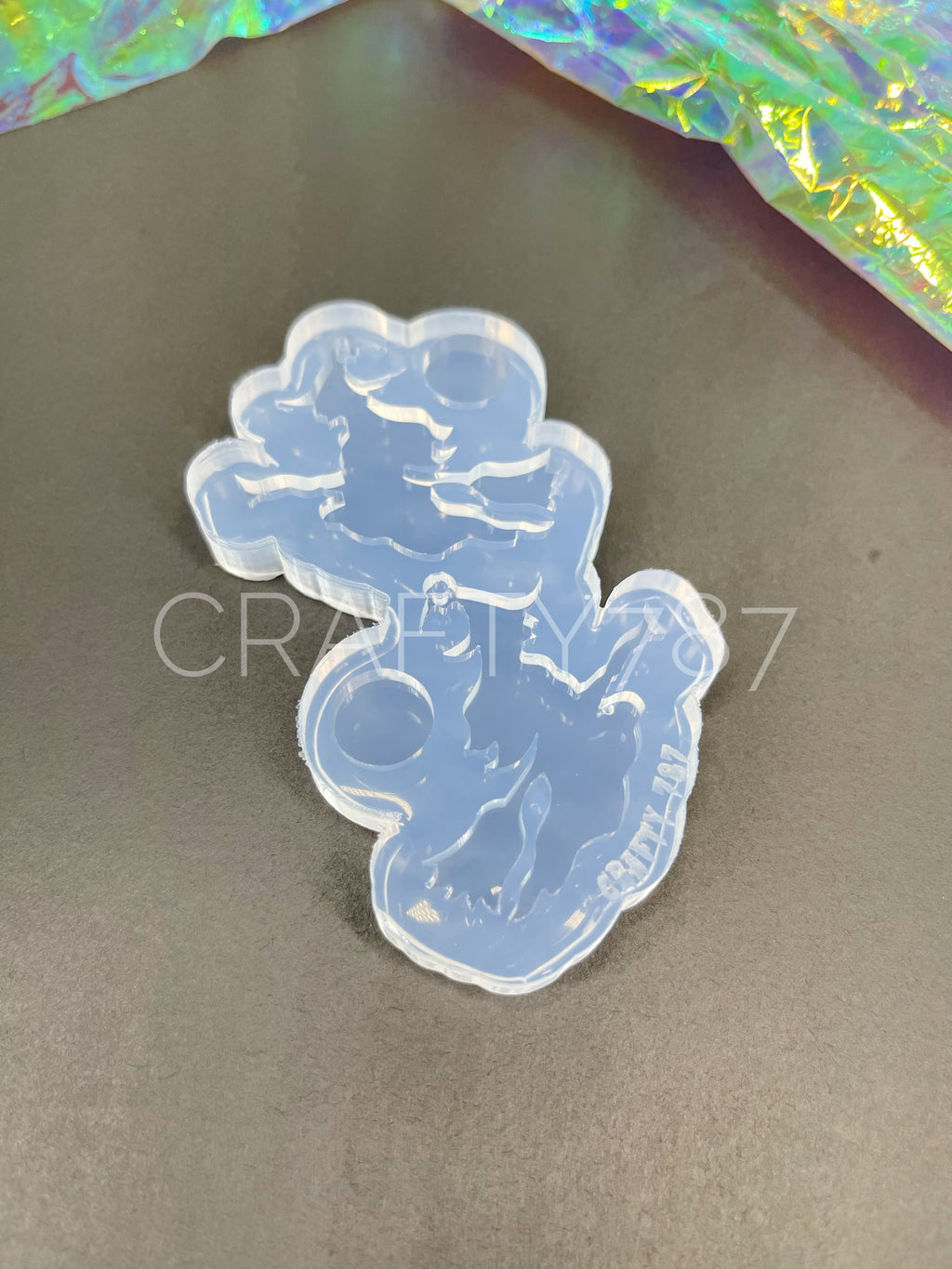 Witch on Broom Dangle Earring Silicone Mold(C5)