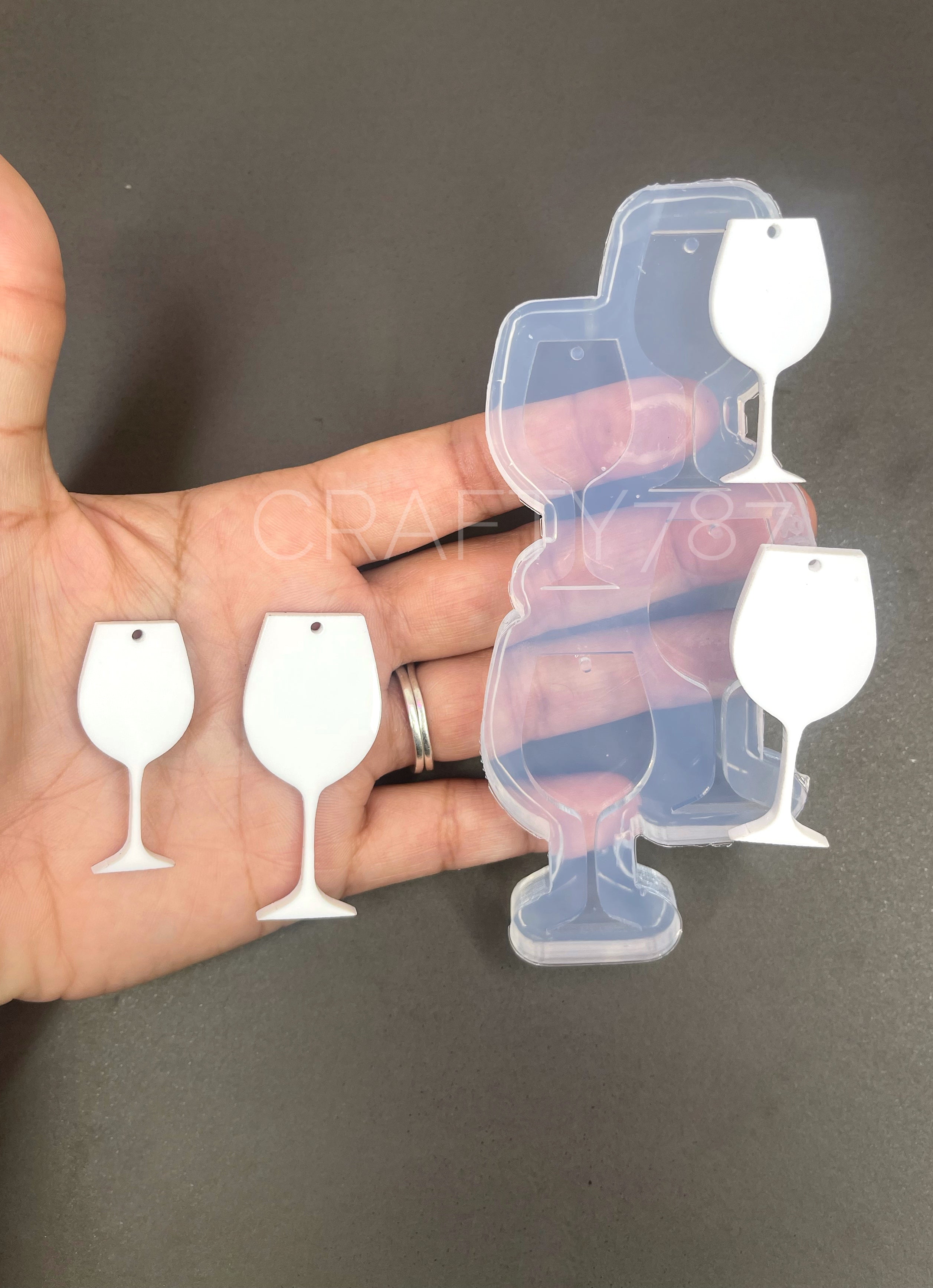 Wine Glass Dangle Earring/Keychain Silicone Mold (C14)