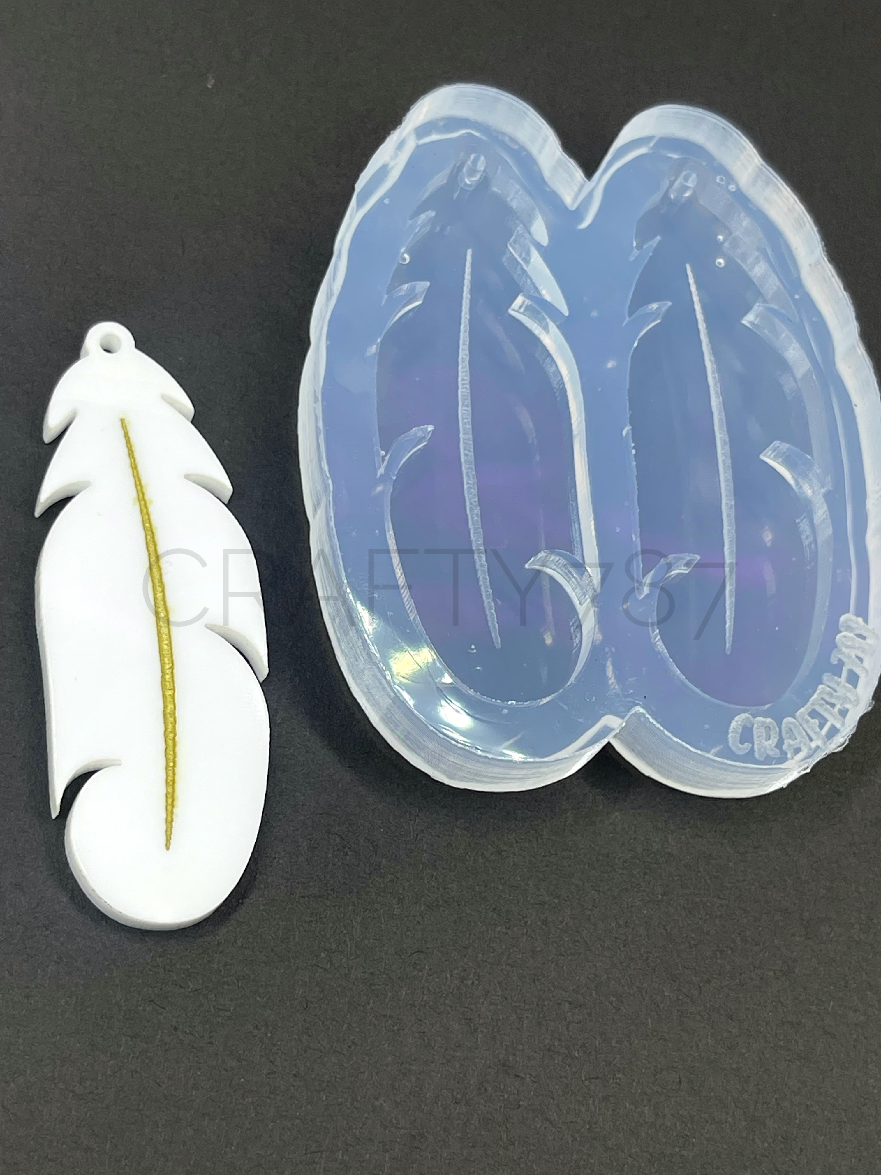 Feather Pluma Dangle Earring Silicone Mold 2.1in (D3)