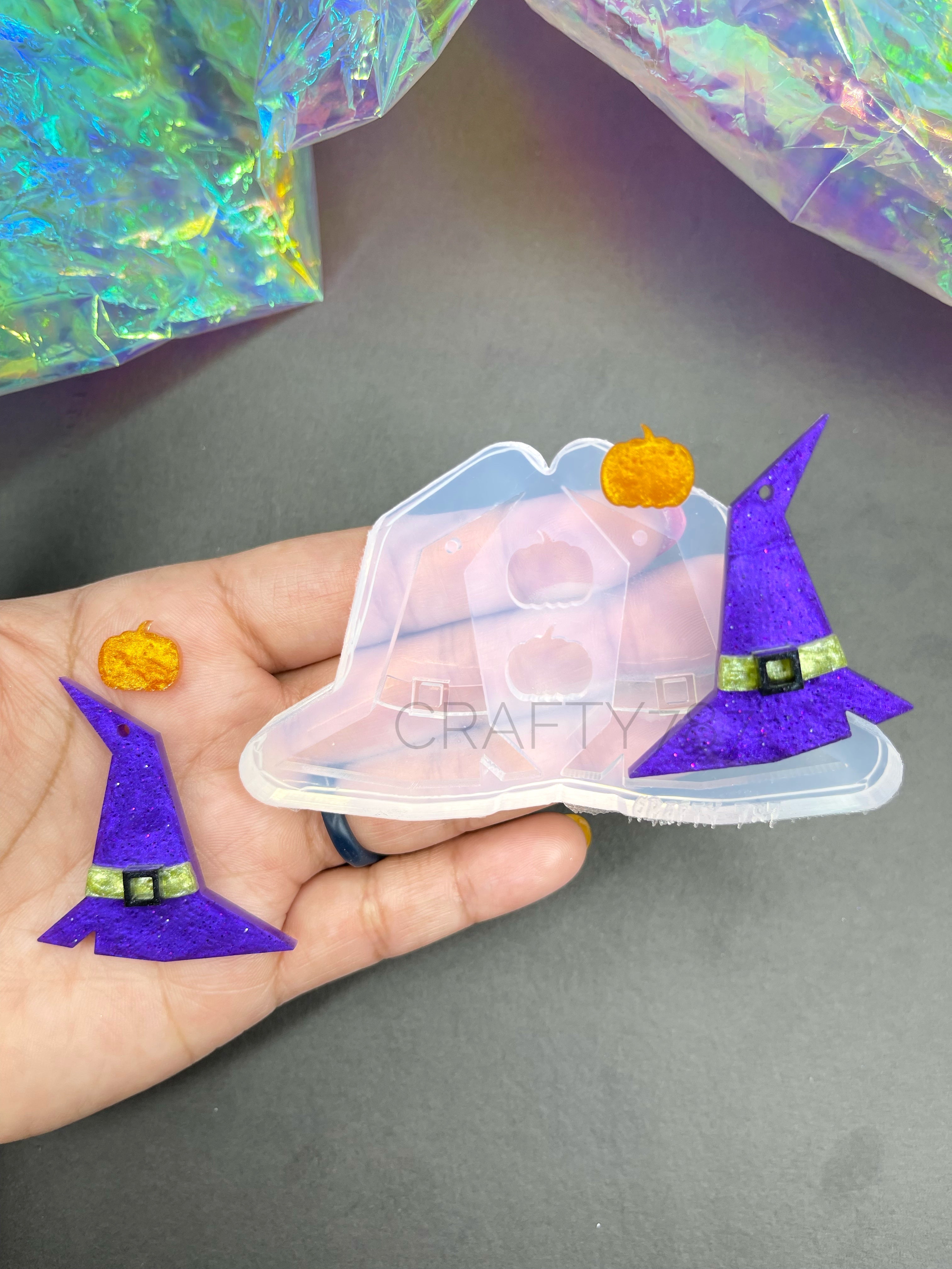 Witch Hat Dangle Earring + Mini Pumpkin Silicone Mold(C4)