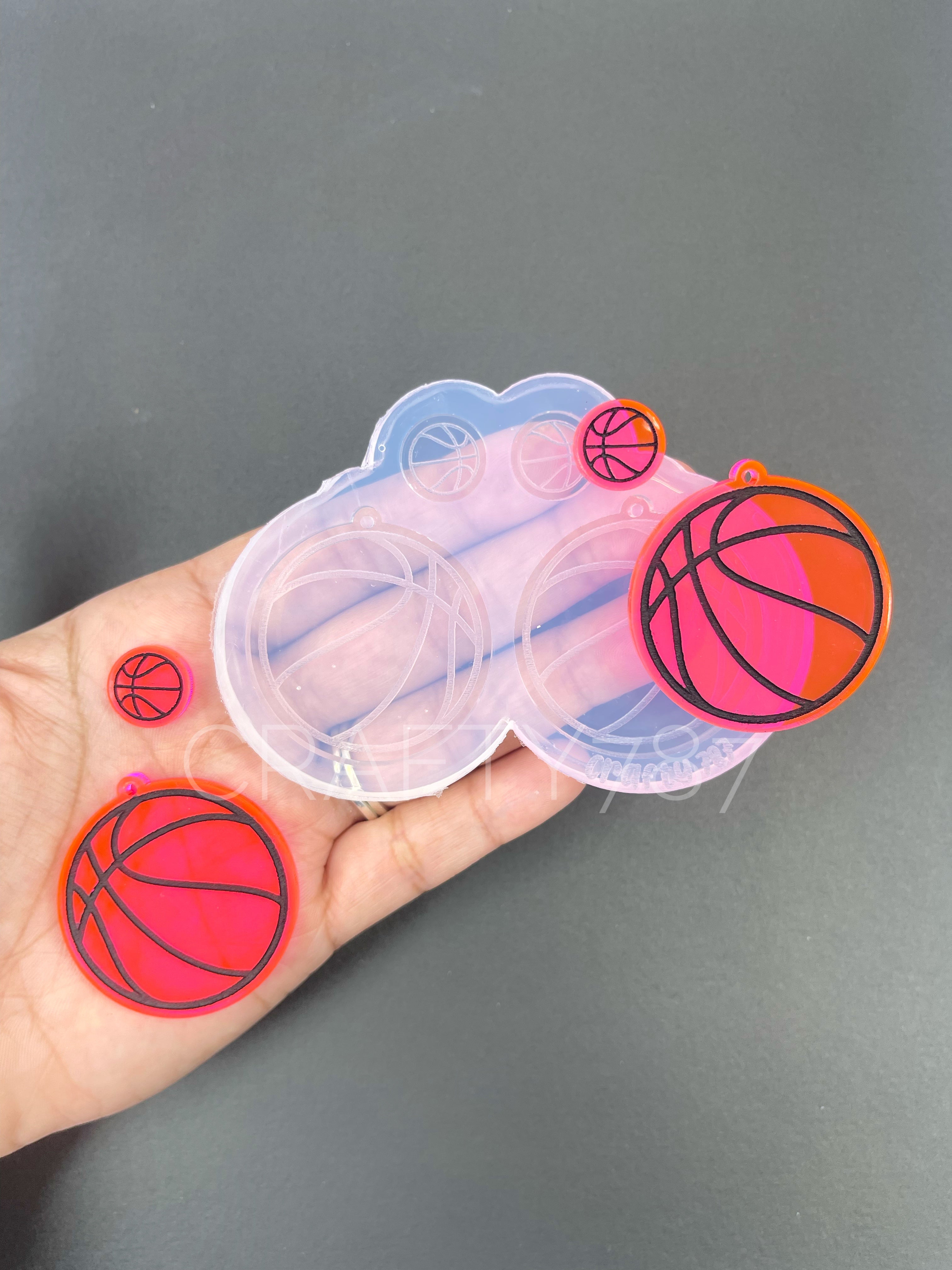 Basketball Dangle Earring Keychain Silicone Mold Baloncesto (D5)