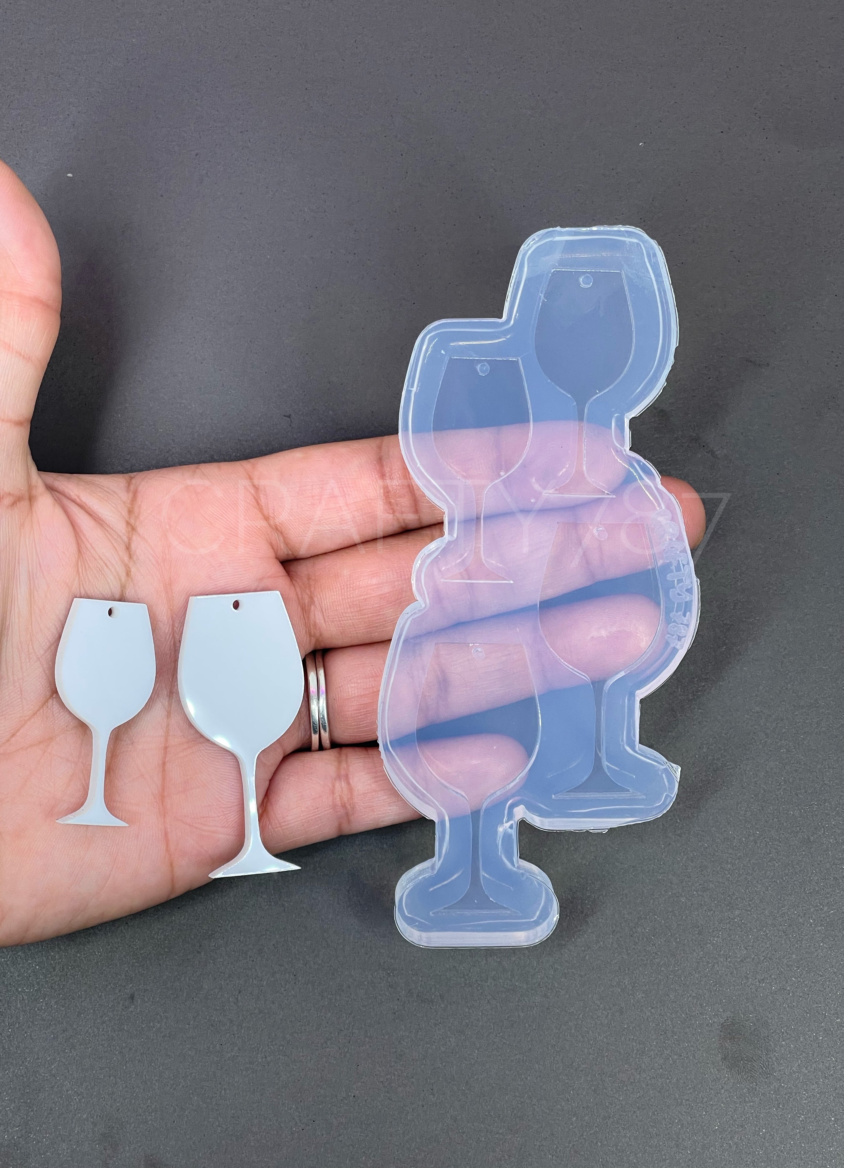 Wine Glass Dangle Earring/Keychain Silicone Mold (C14)