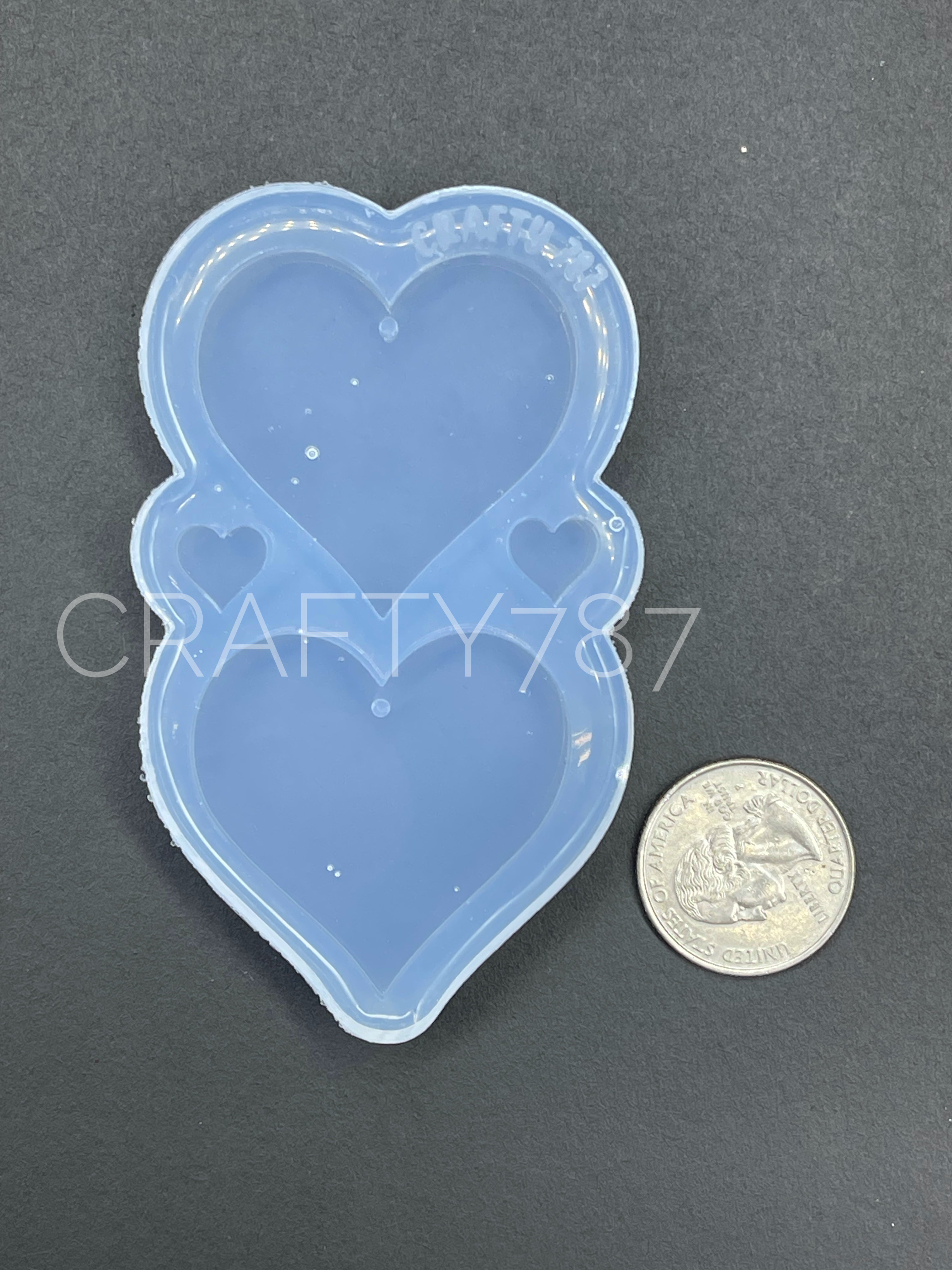 Heart Dangle Earring Silicone Mold(D1)