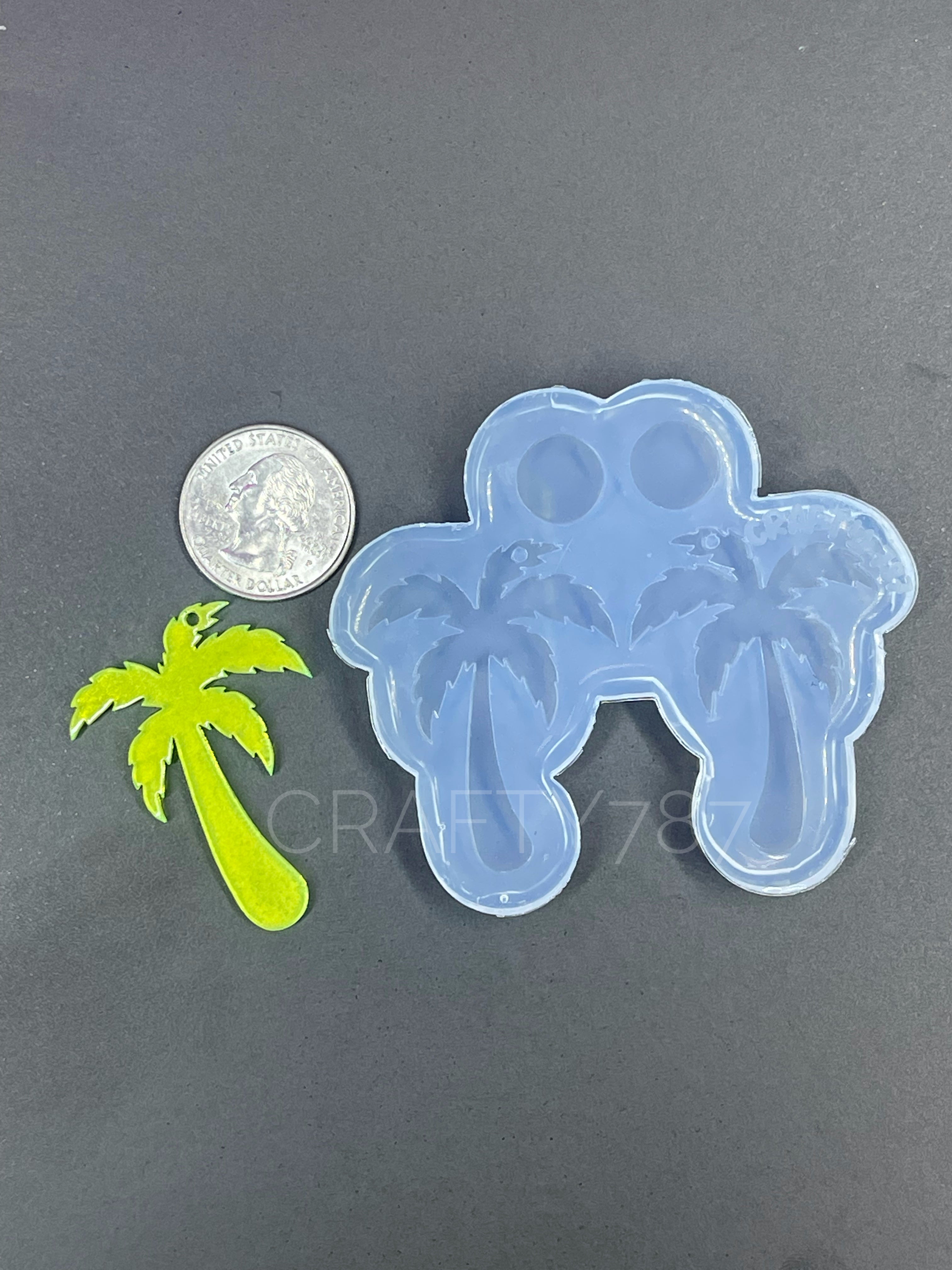 Tropical Palm Dangle Earring Silicone Mold (C13)