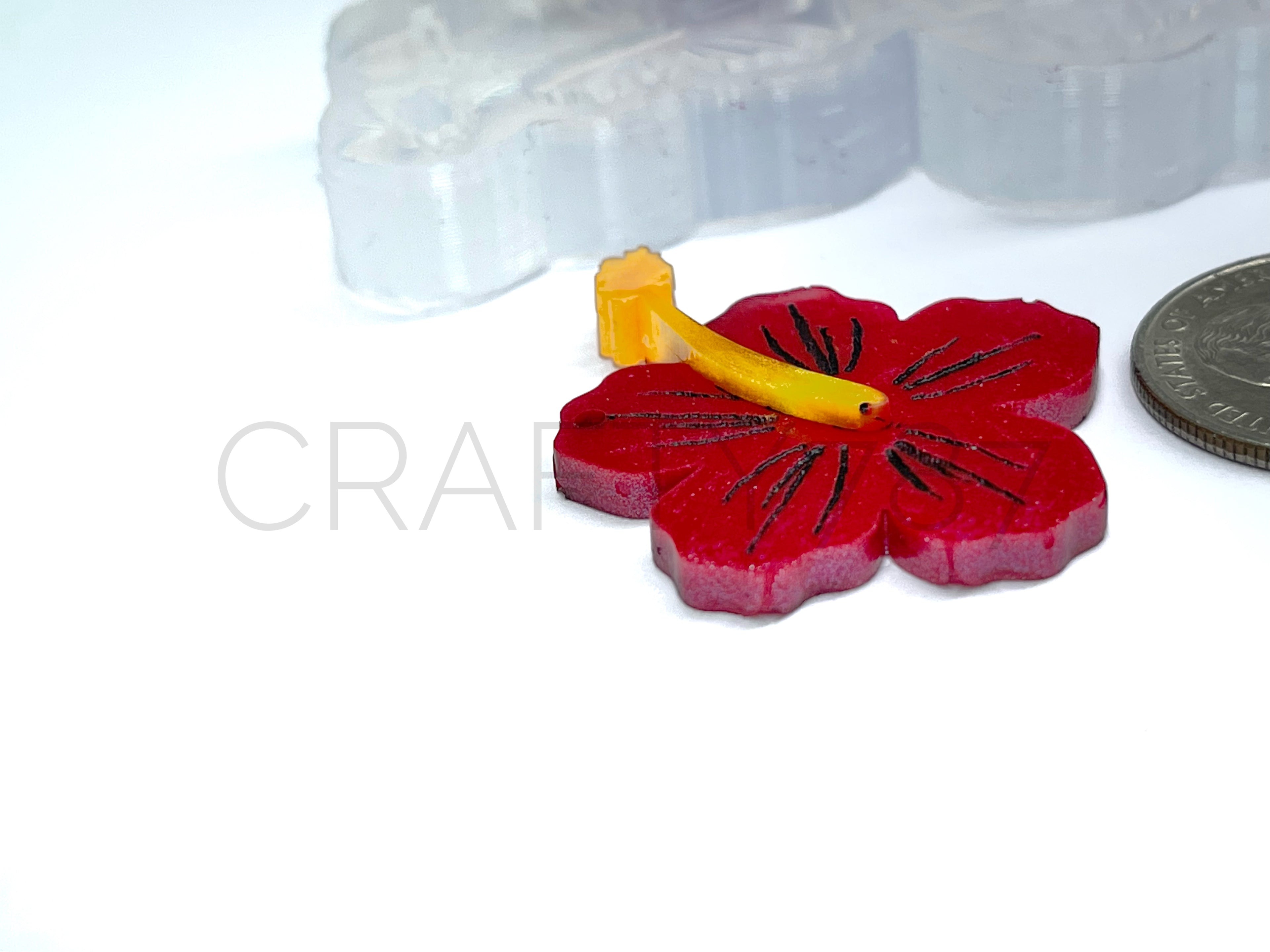 Hibiscus 1.4in Flor de Maga Dangle Earring Silicone Mold(C5)