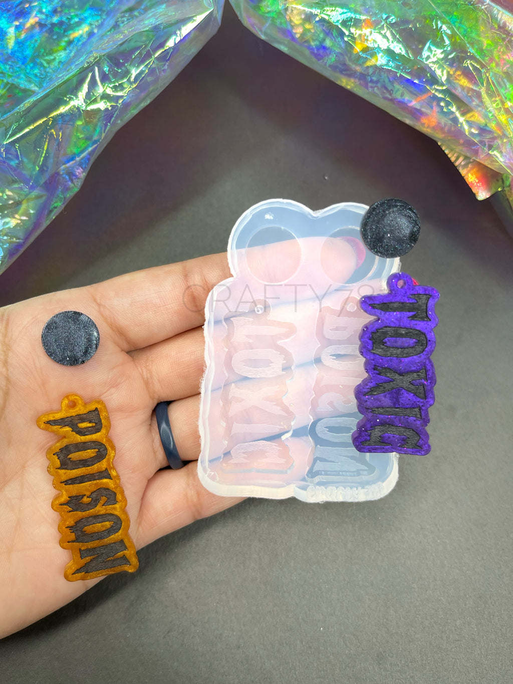Toxic Poison Dangle Word Earring Silicone Mold(C4)