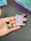 Scared Cat 2 Stud Earring Mid Size Silicone Mold (A8)