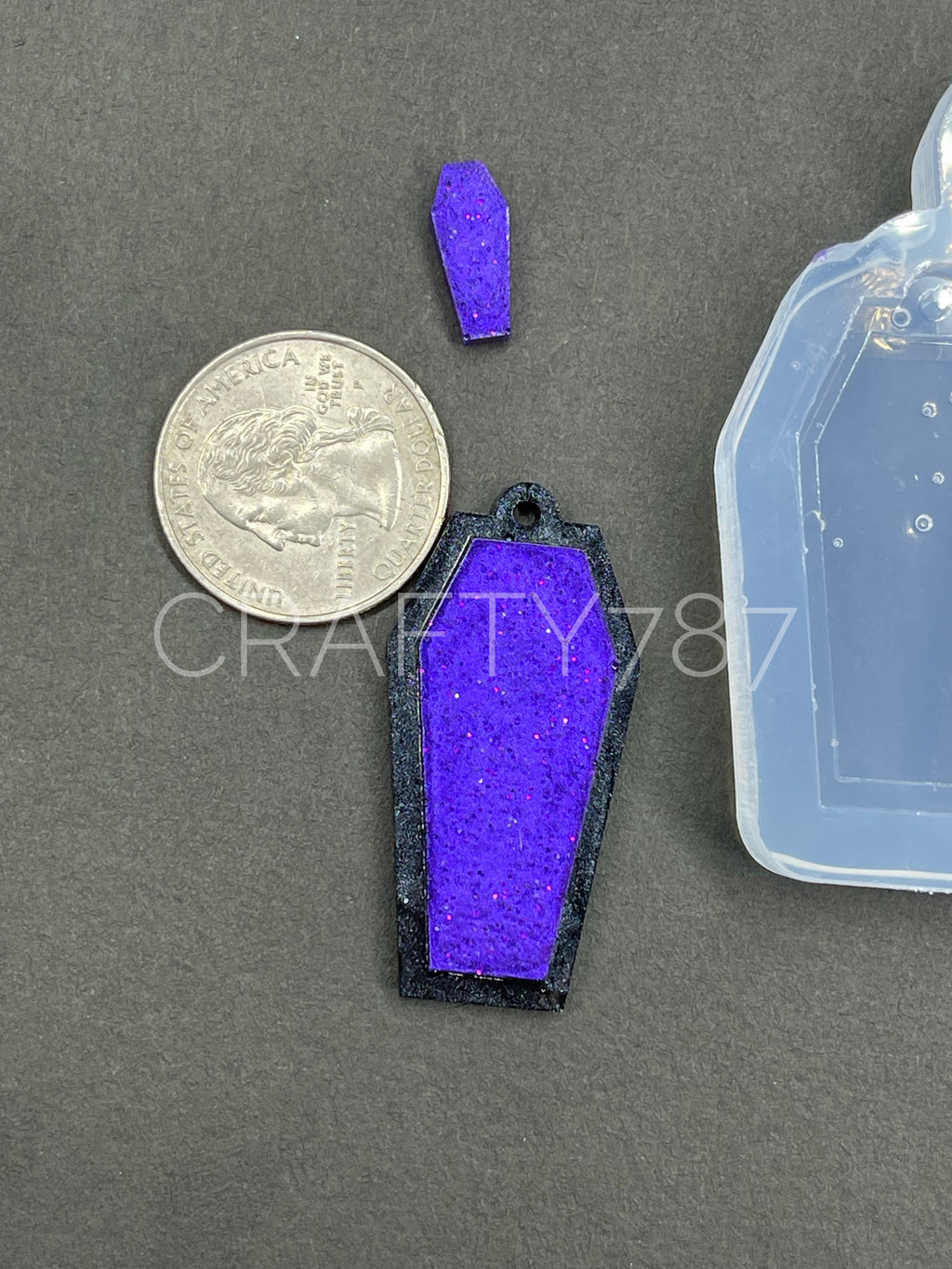 Coffin 1.7in Dangle Earring Layer Silicone Mold(C5)