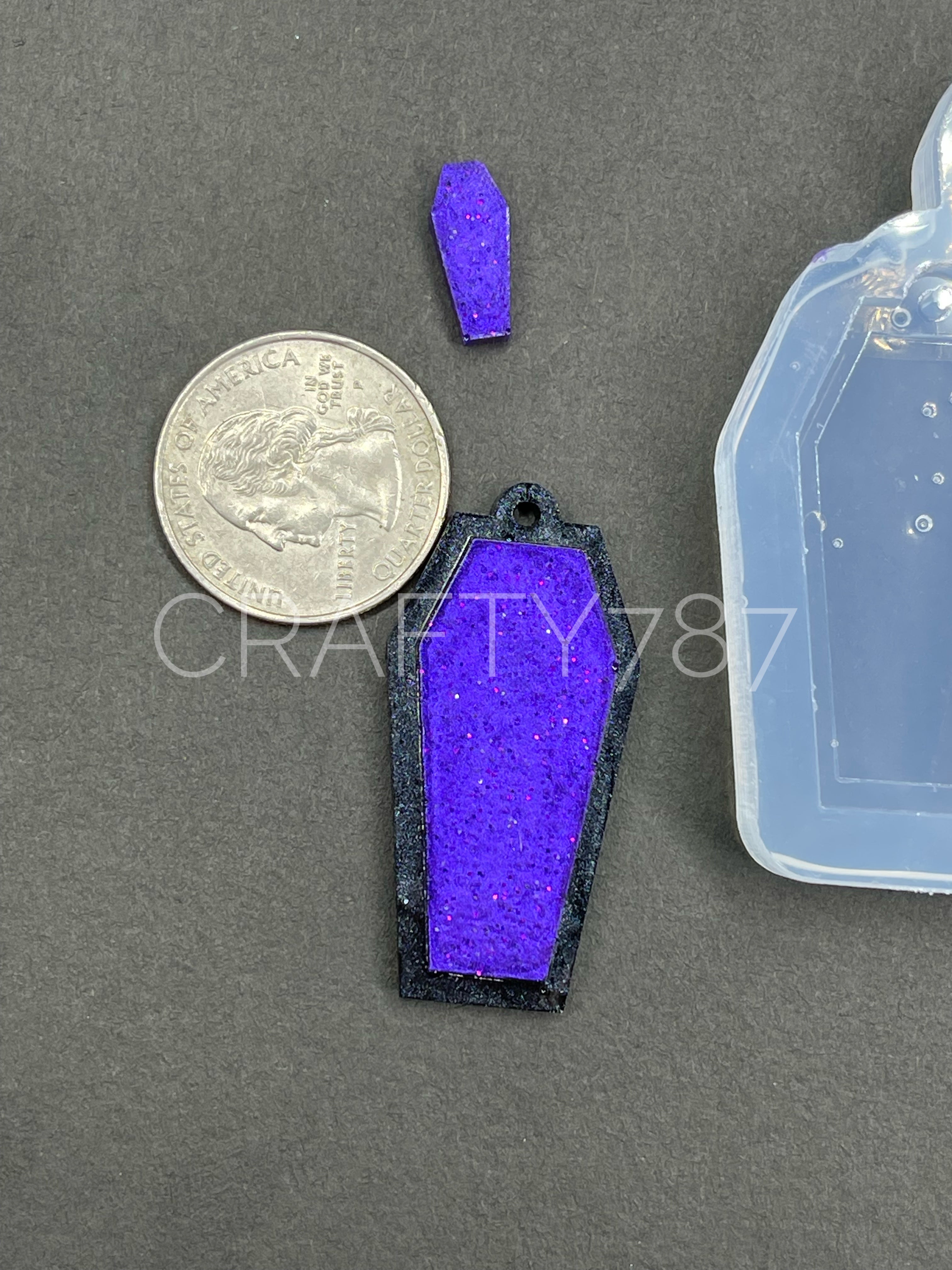 Coffin 1.7in Dangle Earring Layer Silicone Mold(C5)
