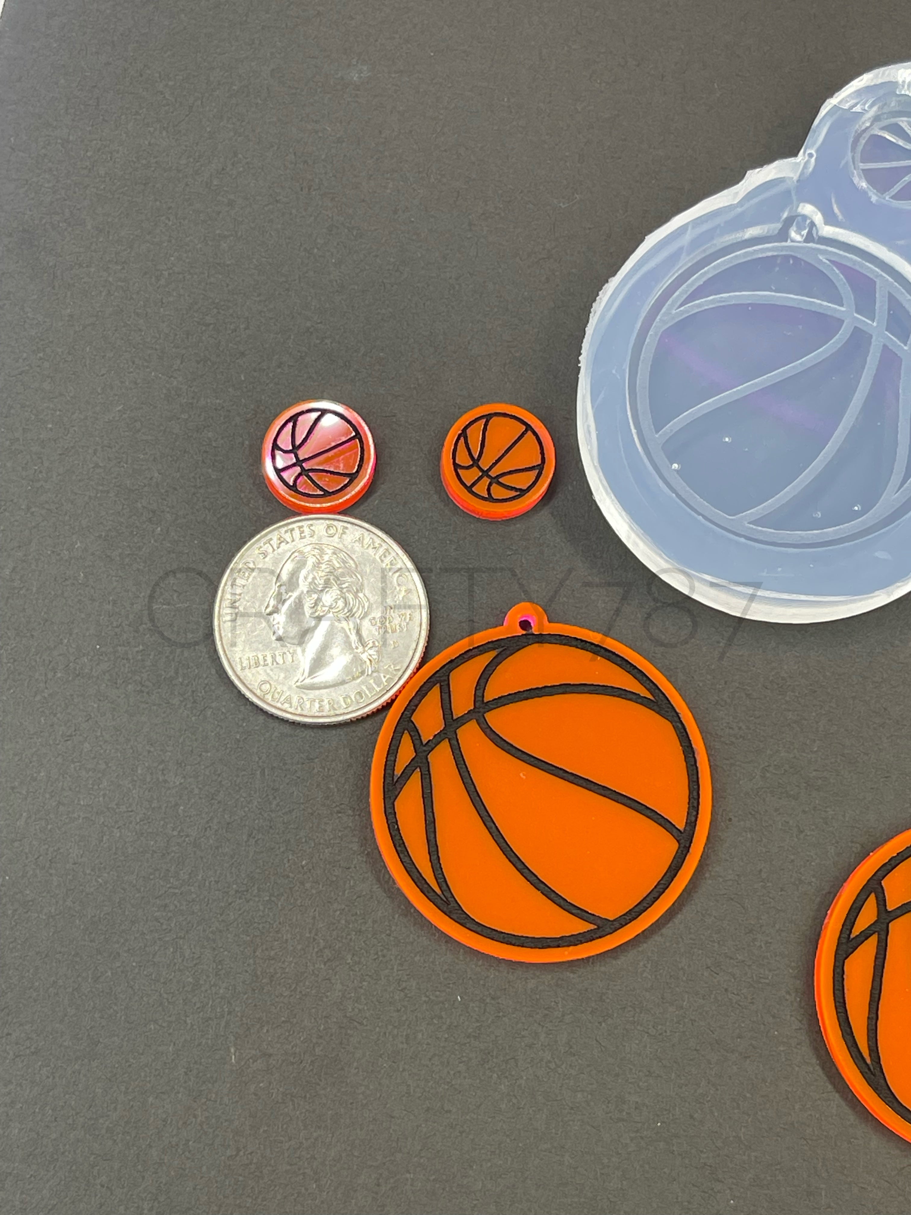 Basketball Dangle Earring Keychain Silicone Mold Baloncesto (D5)
