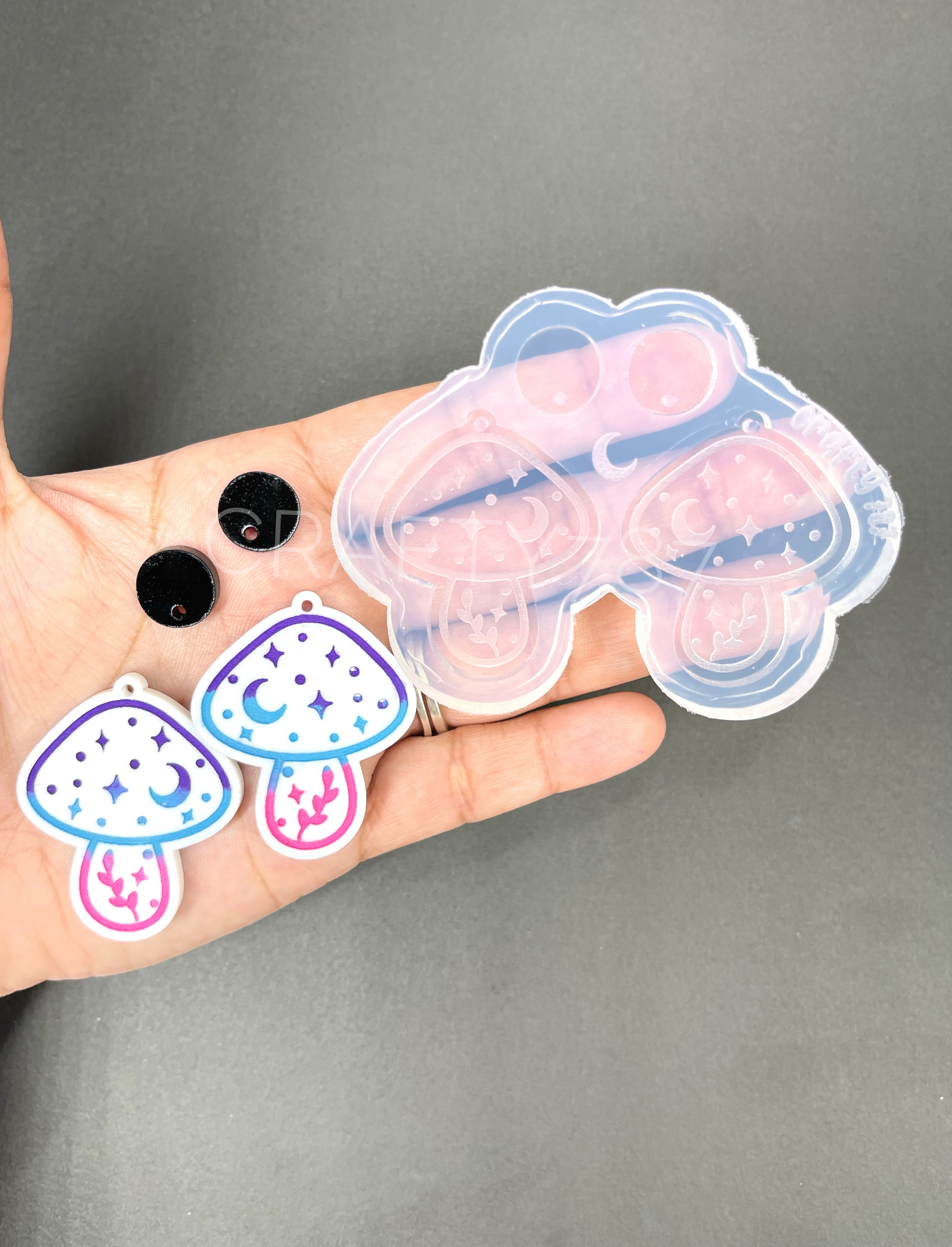 Mushroom Magical Hongo Dangle Earring Silicone Mold (D5)