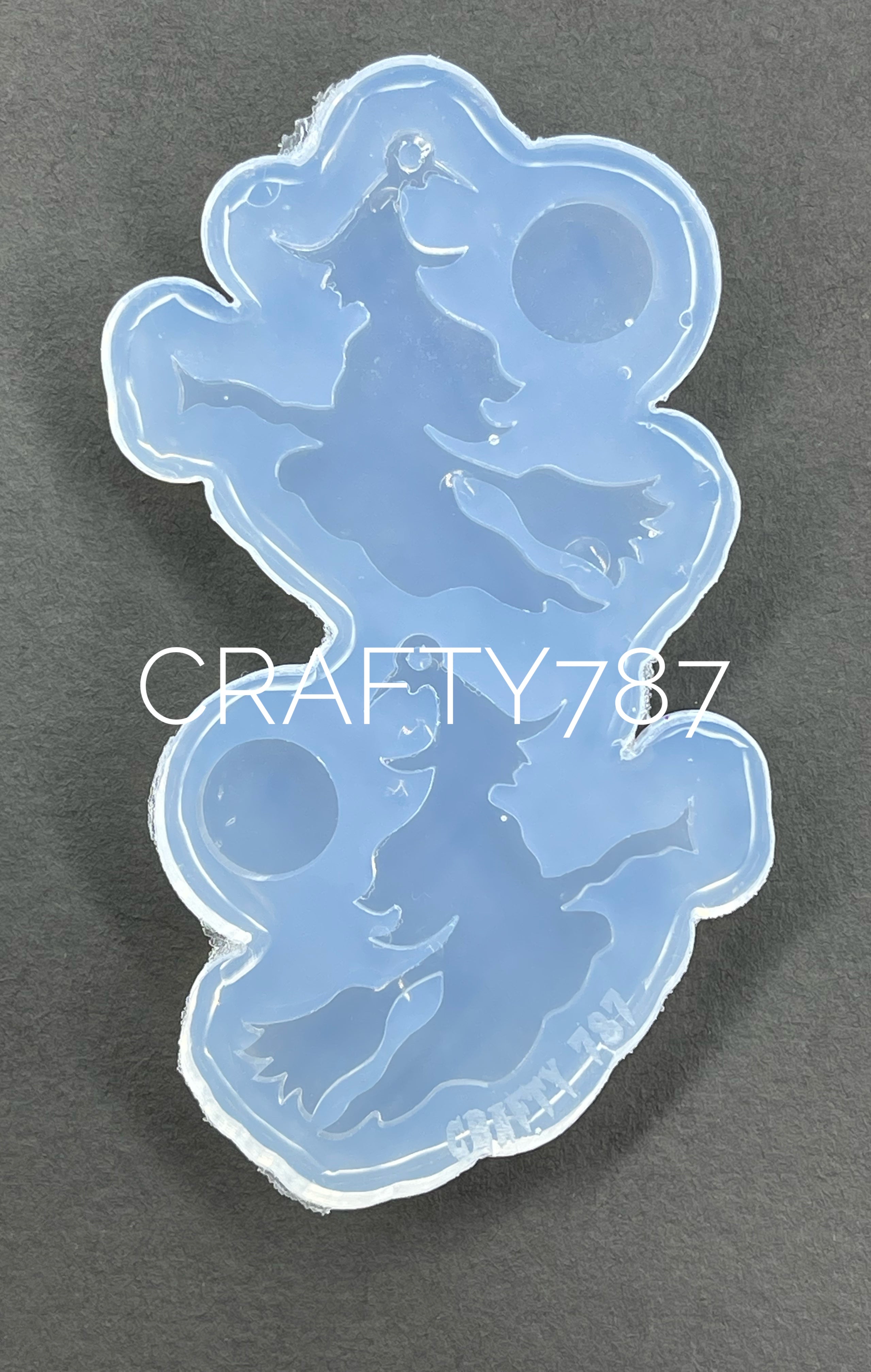 Witch on Broom Dangle Earring Silicone Mold(C5)