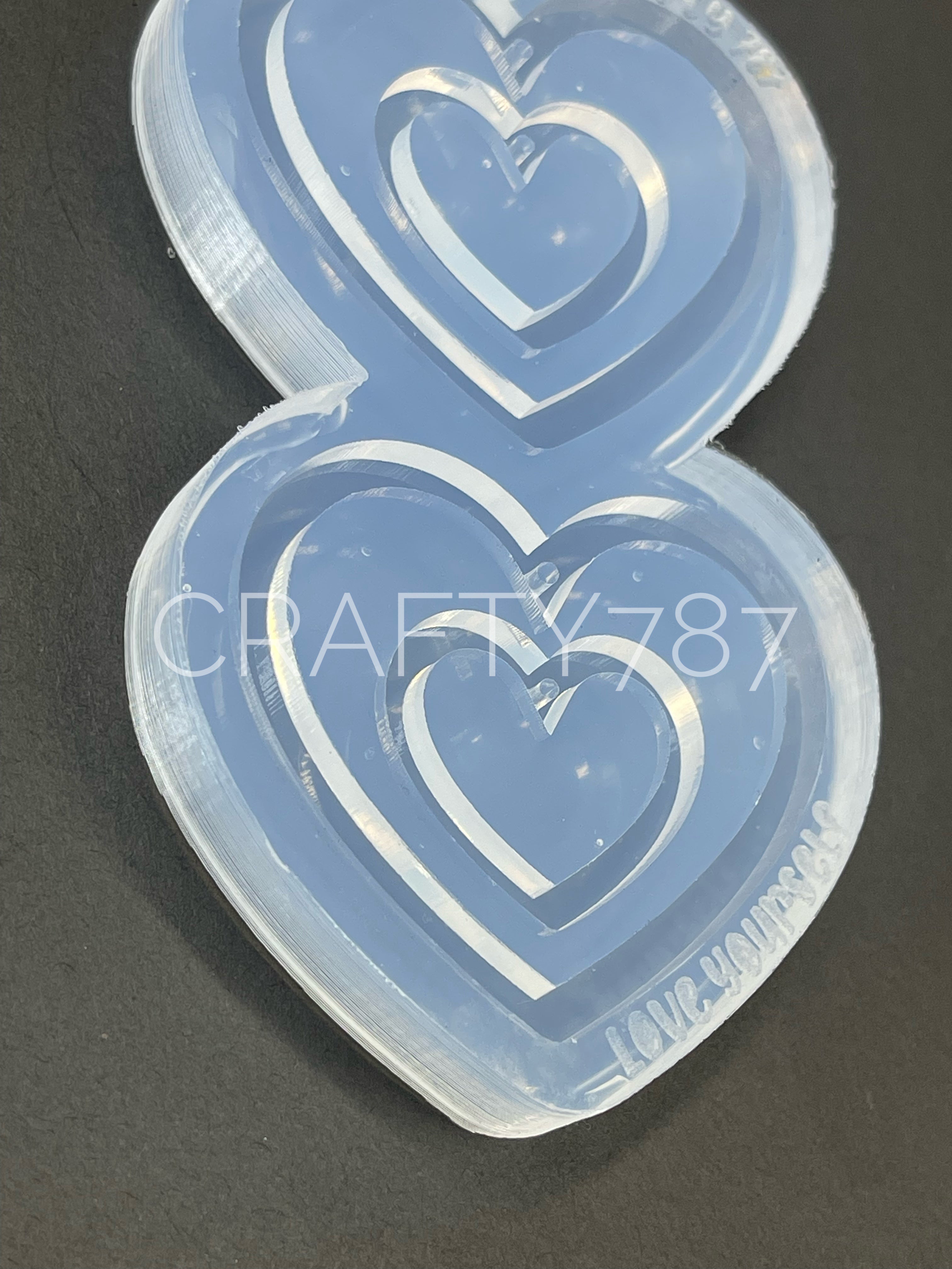 Two Heart Dangle Earring Mold Valentines Corazon (D1)