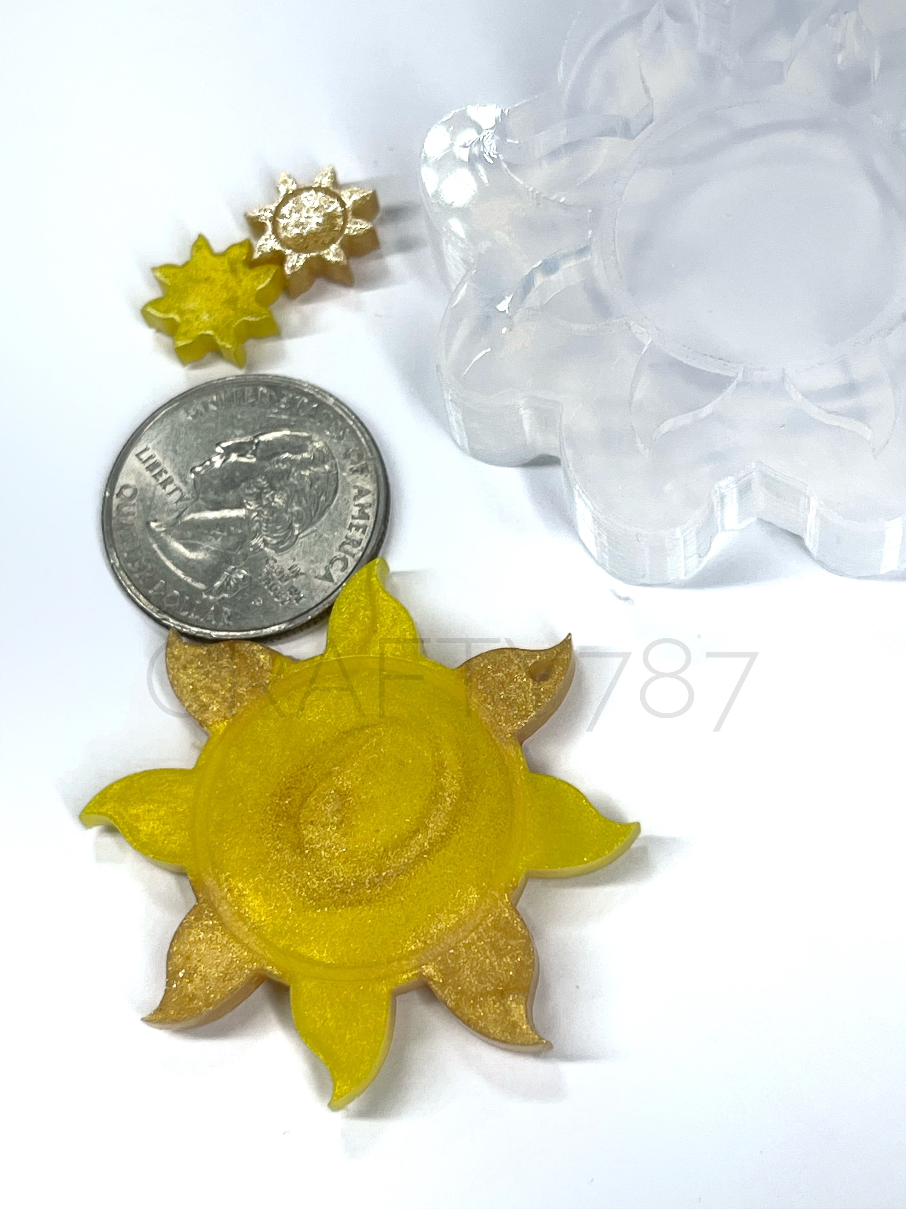 Sun Dangle Earrings Silicone Mold with 2 pairs of studs Earrings (C7)