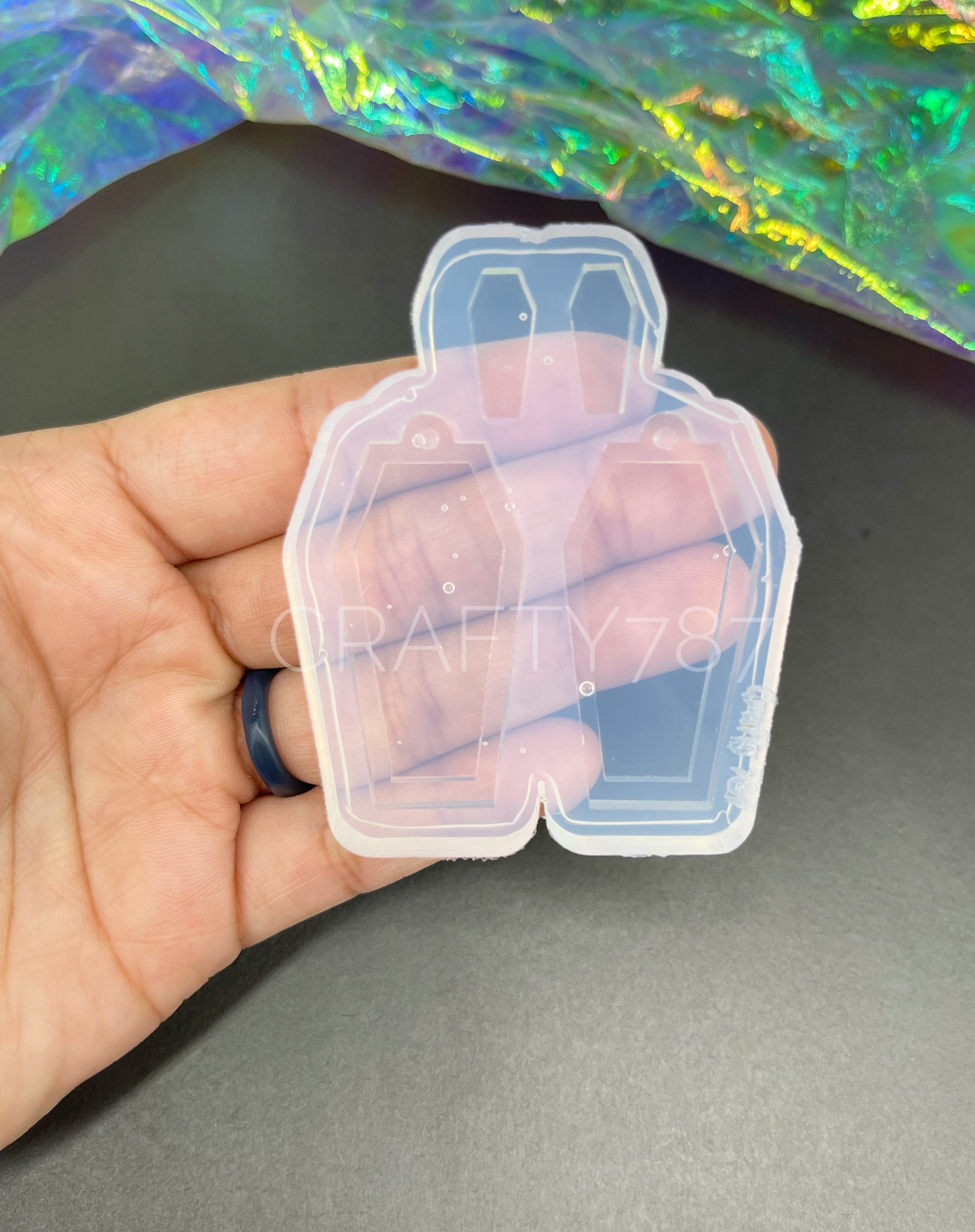 Coffin 1.7in Dangle Earring Layer Silicone Mold(C5)