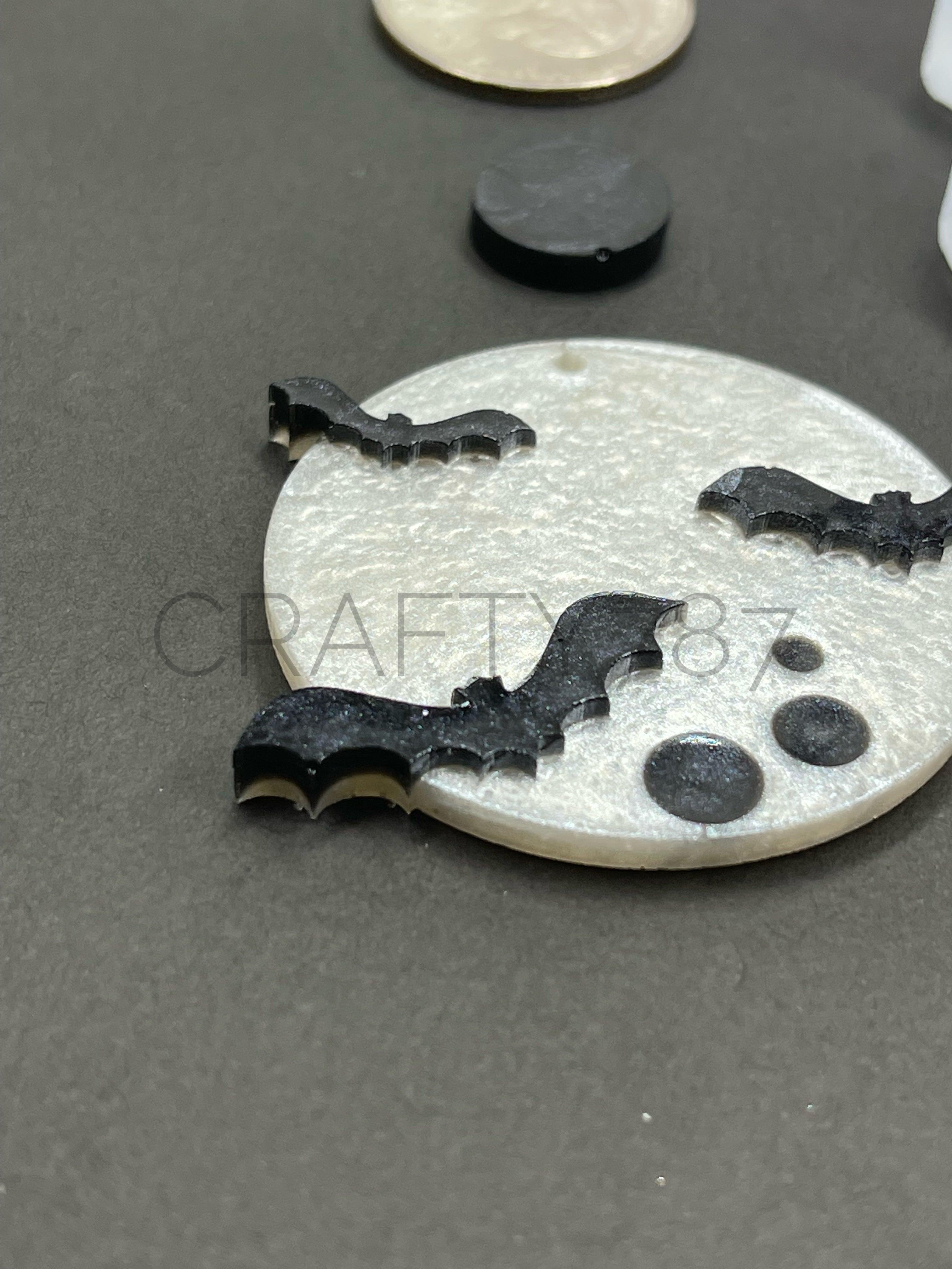 Moon and Bats Dangle Earring Silicone Mold Layer(C4)