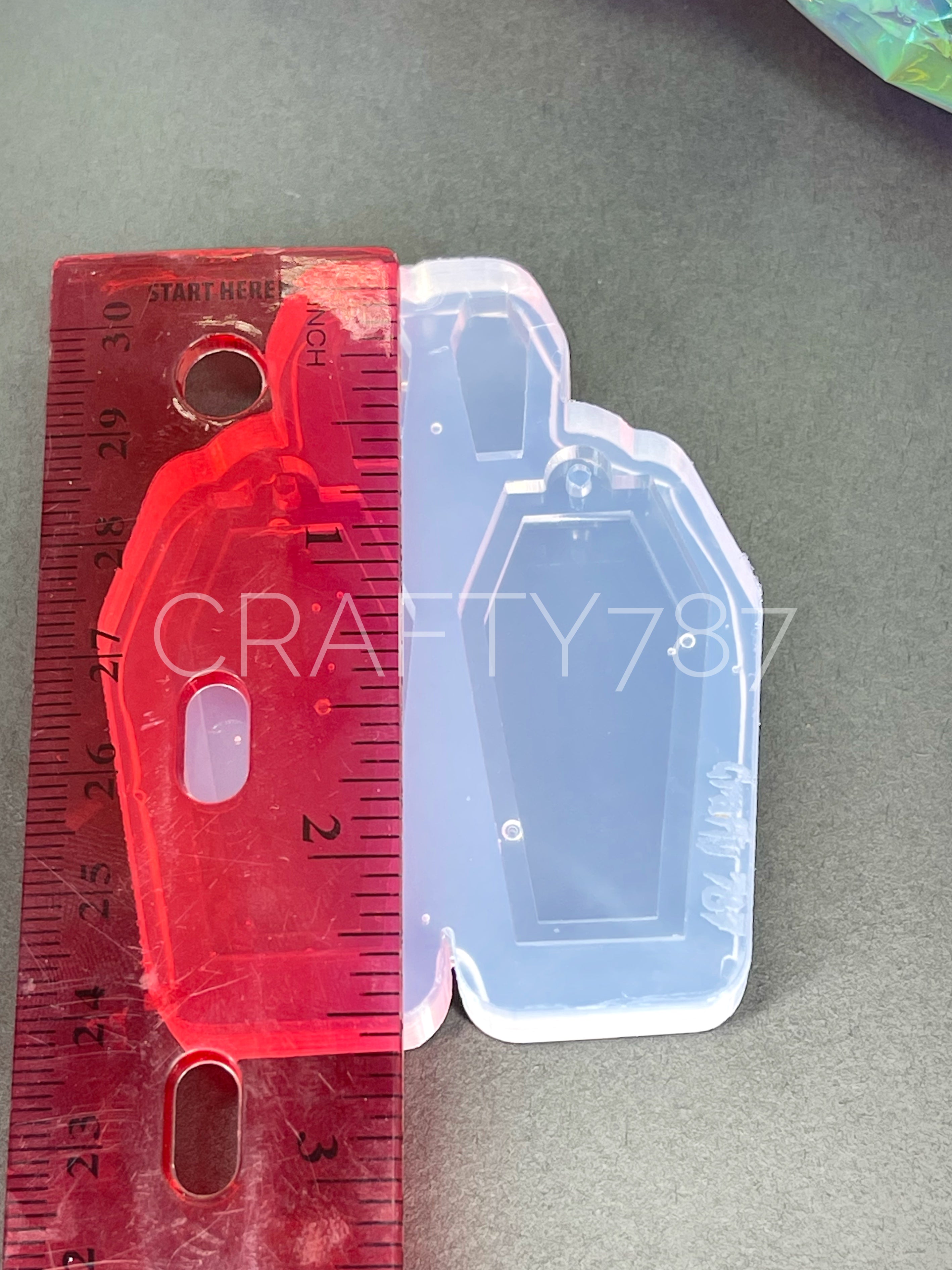 Coffin 1.7in Dangle Earring Layer Silicone Mold(C5)