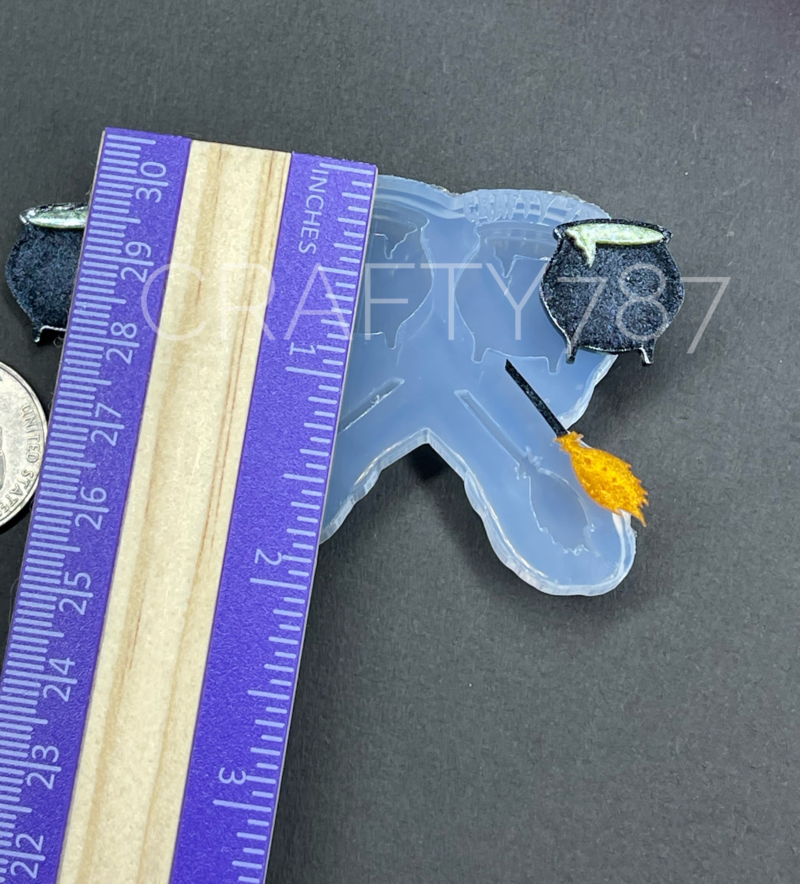Witch Broom & Cauldron Studs Silicone Mold(A8)
