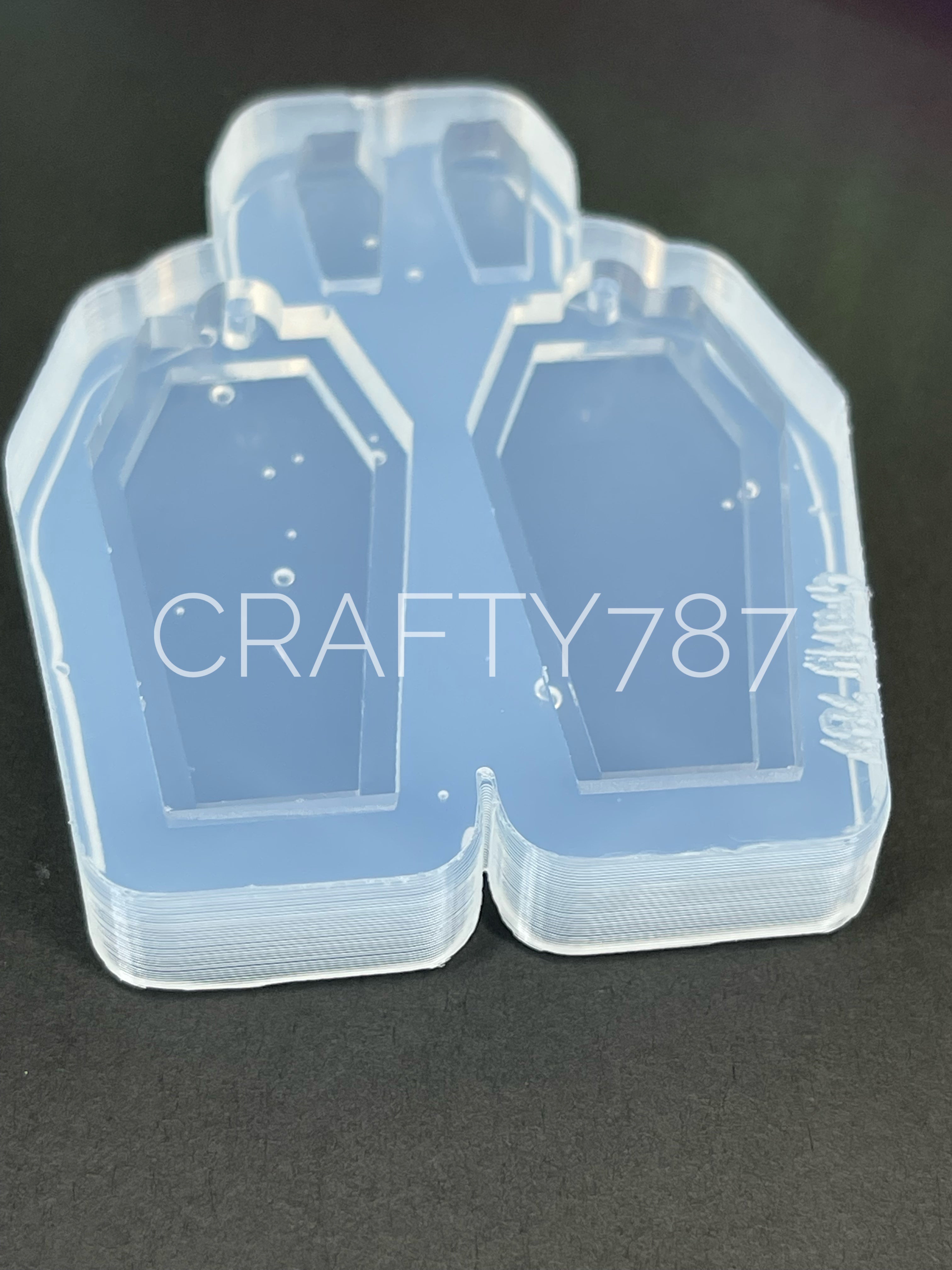 Coffin 1.7in Dangle Earring Layer Silicone Mold(C5)