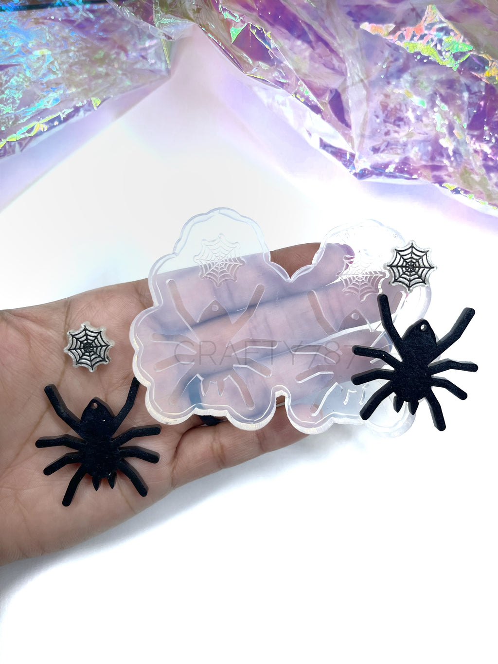 Spider Dangle Earring + Spider Web Silicone Mold(C4)