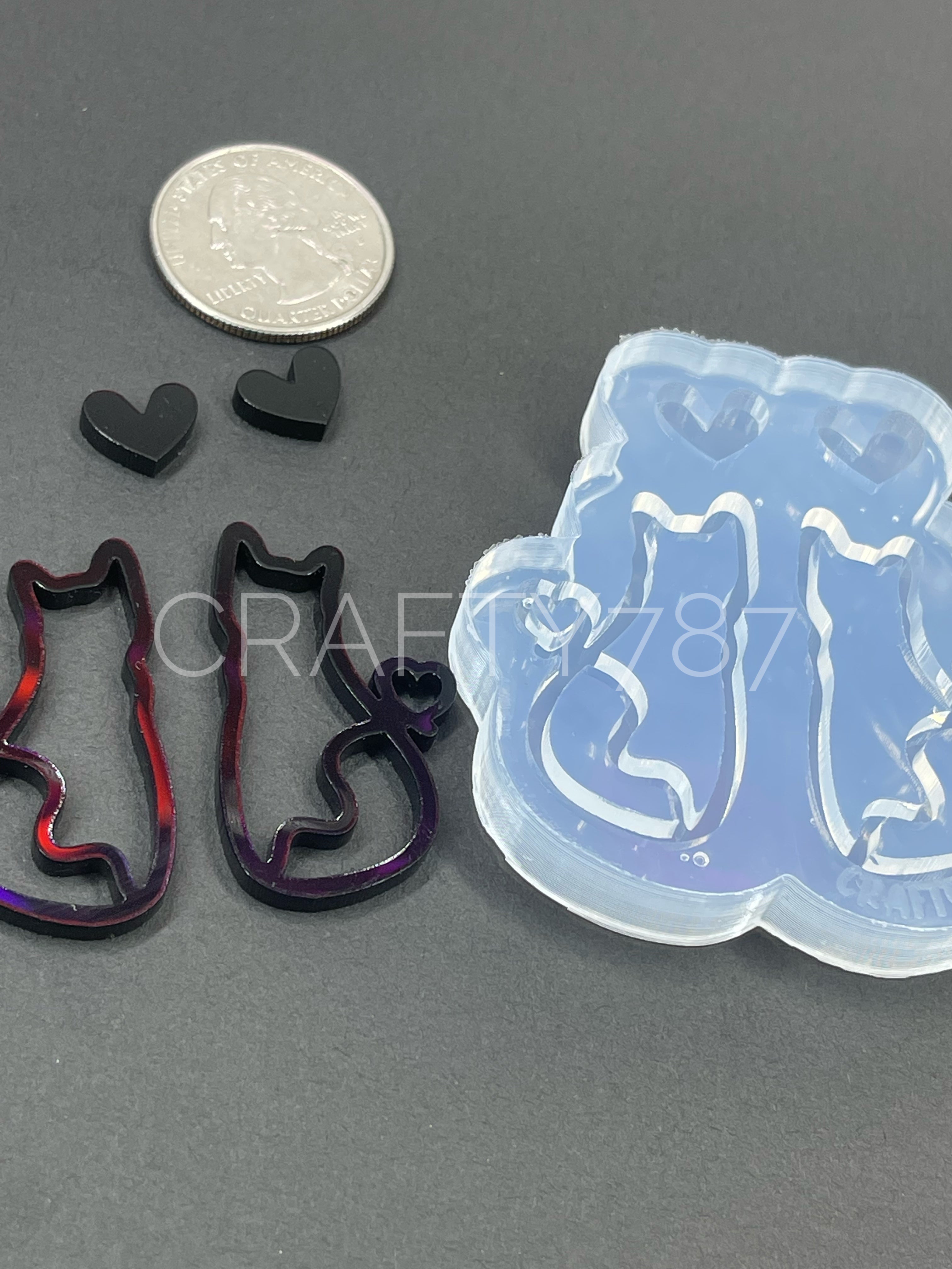 Cat Dangle Earring Silicone Mold Option 1 (D5)