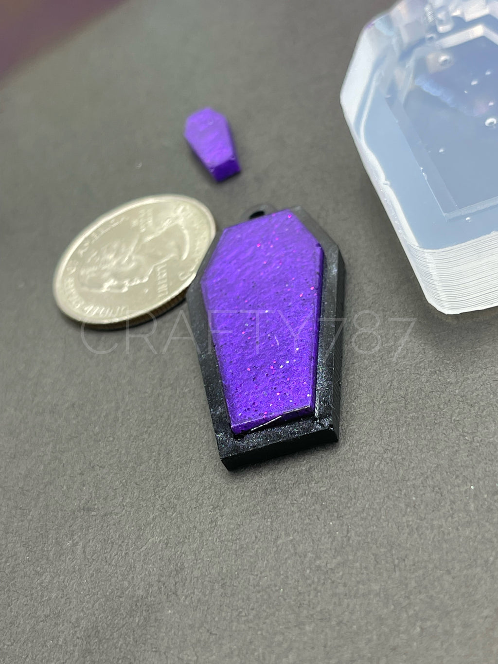Coffin 1.7in Dangle Earring Layer Silicone Mold(C5)