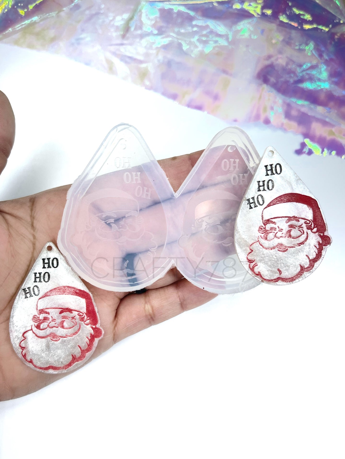 Santa Ho Ho Ho Dangle Earrings Silicone Mold(C6)