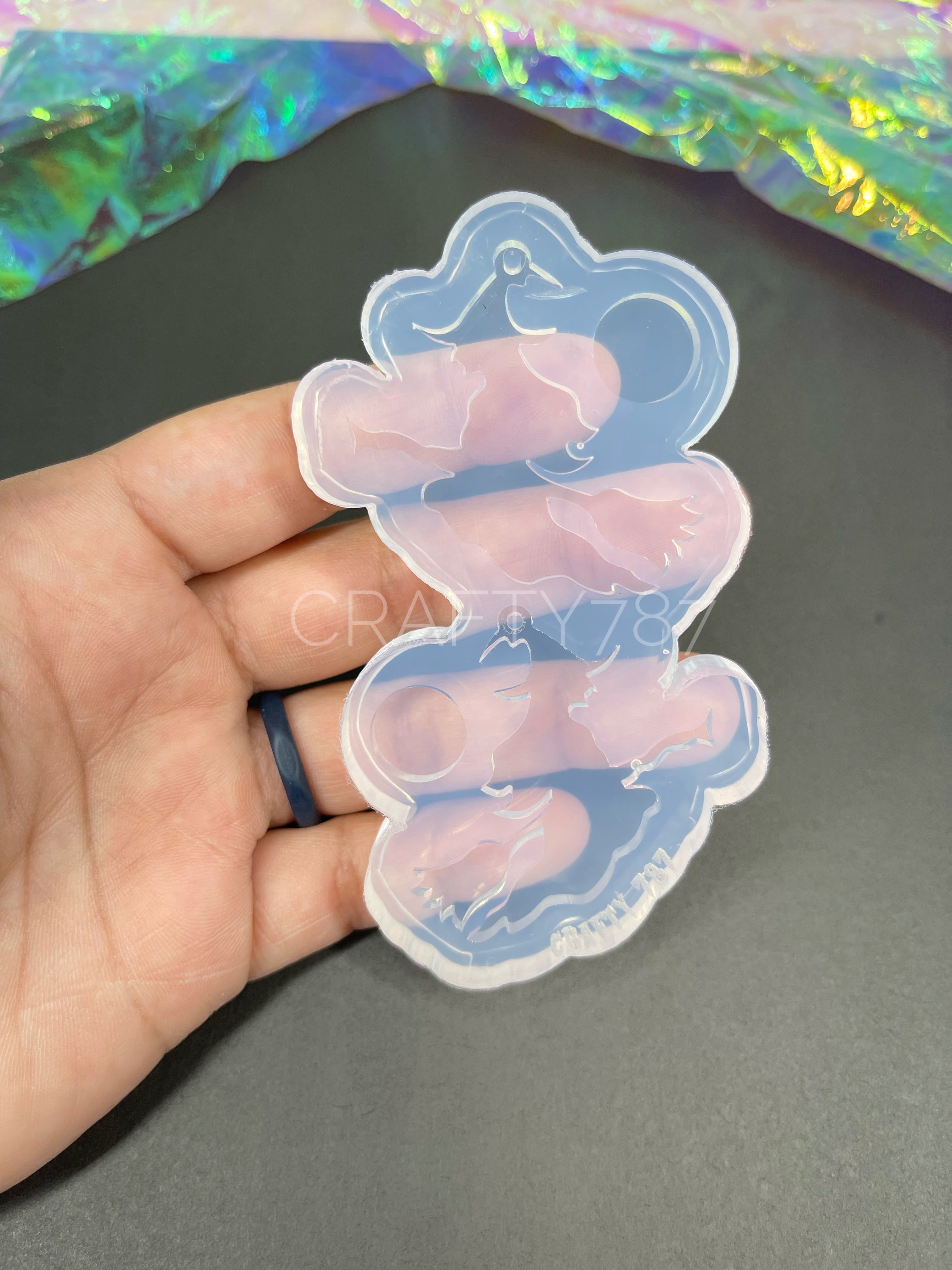 Witch on Broom Dangle Earring Silicone Mold(C5)