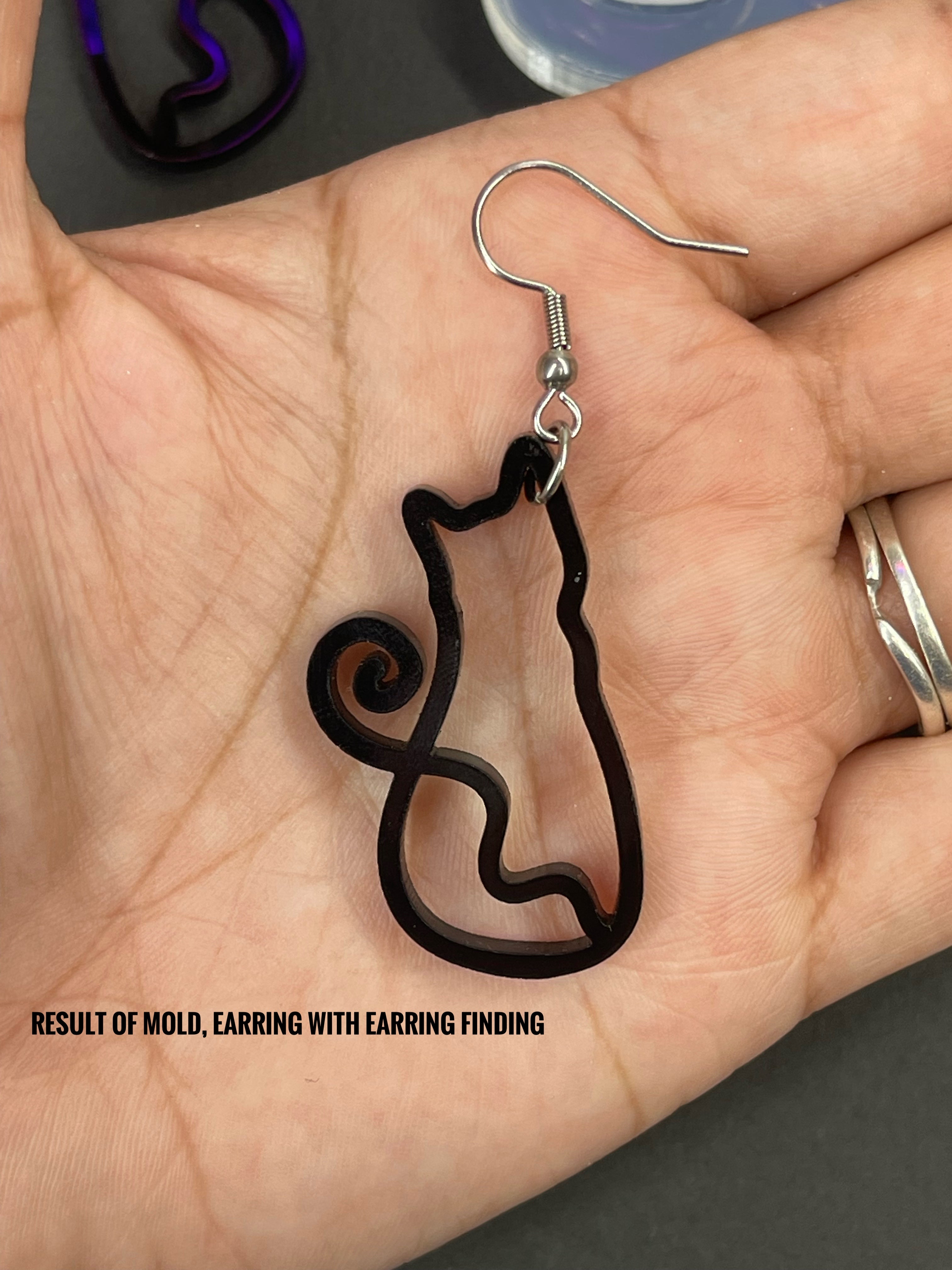 Cat Dangle Earring Silicone Mold Option 1 (D5)