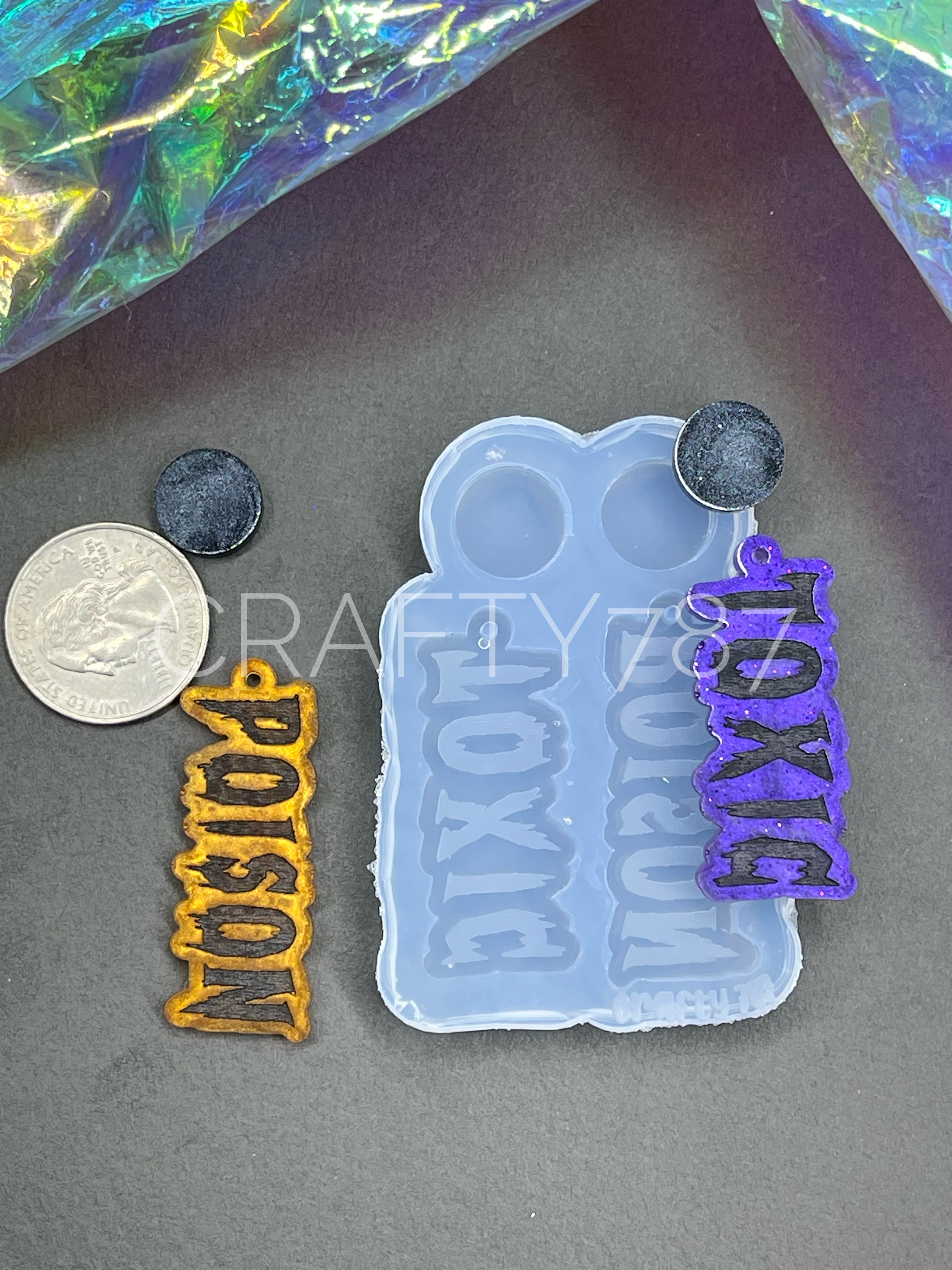 Toxic Poison Dangle Word Earring Silicone Mold(C4)