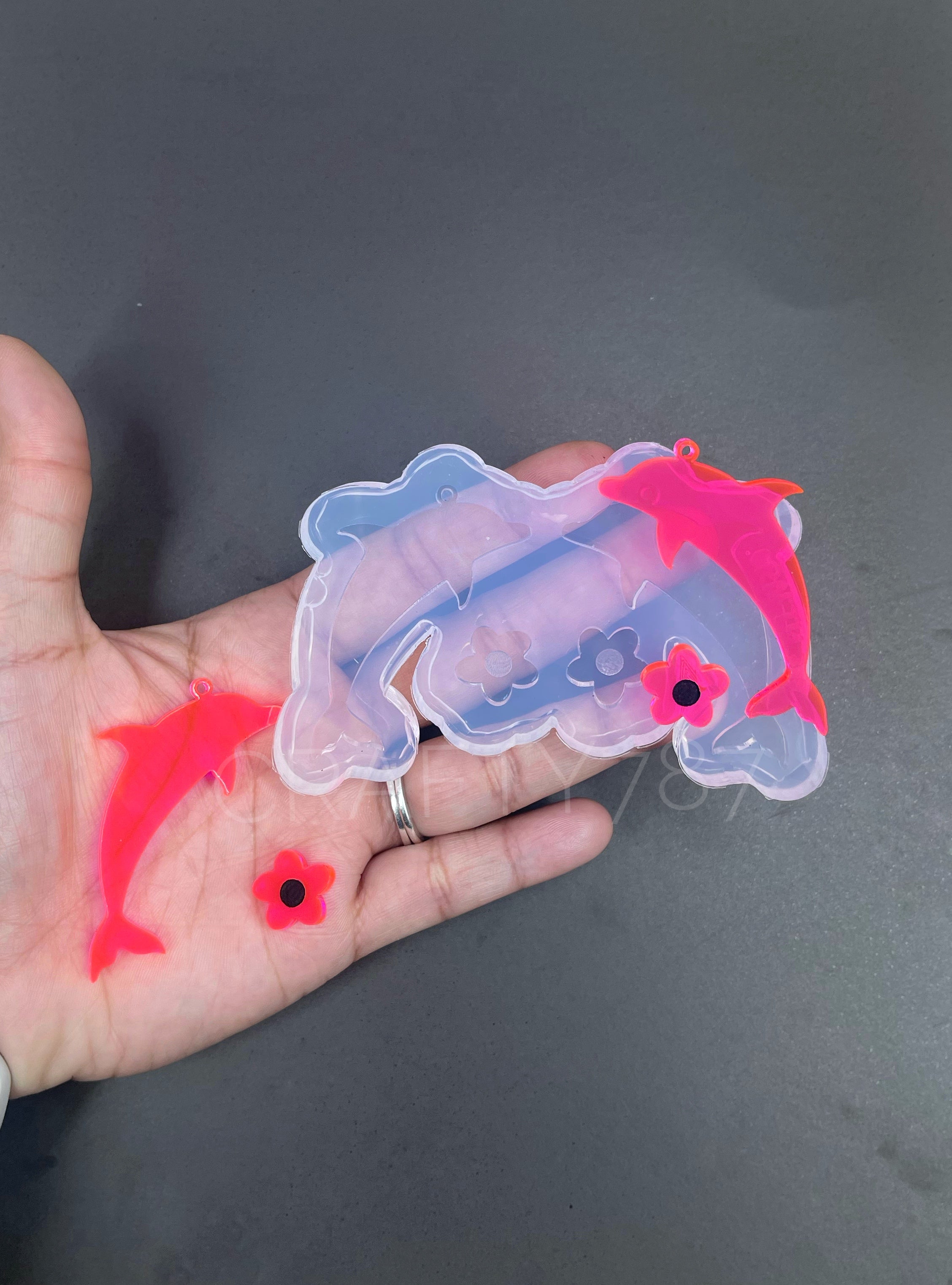 Dolphin Dangle Earring Silicone Mold and Flower stud (C13)