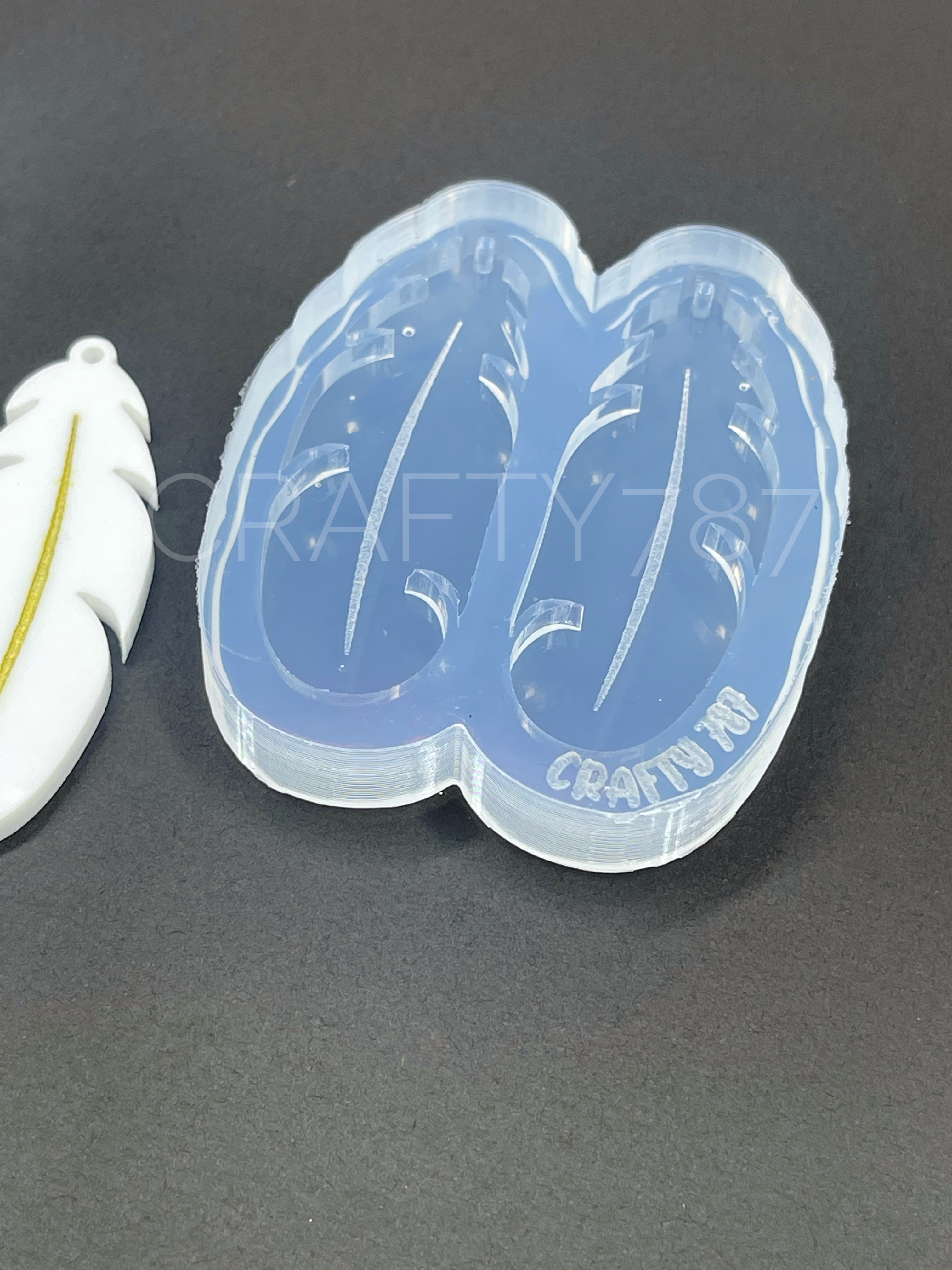 Feather Pluma Dangle Earring Silicone Mold 2.1in (D3)