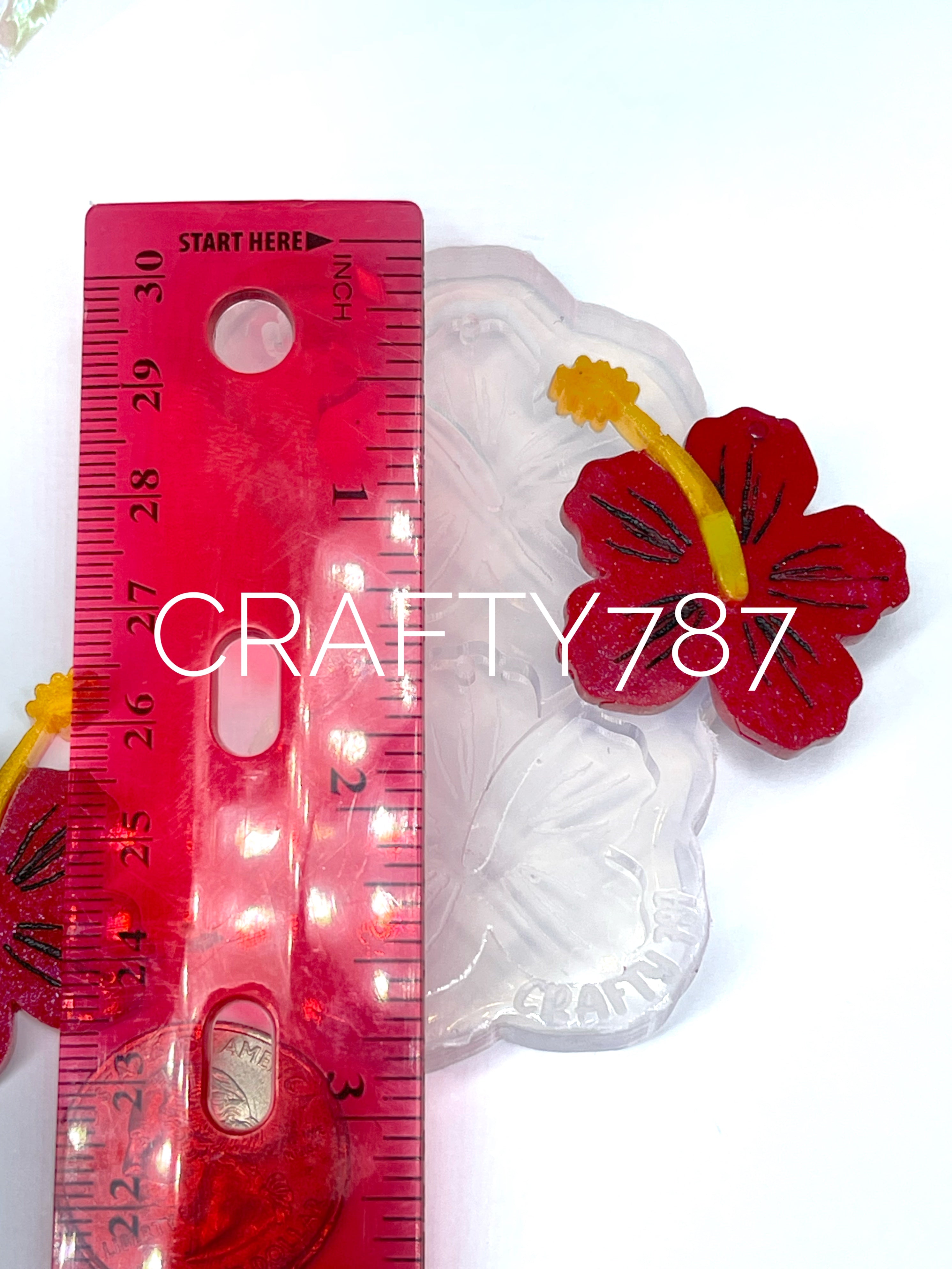 Hibiscus 1.4in Flor de Maga Dangle Earring Silicone Mold(C5)
