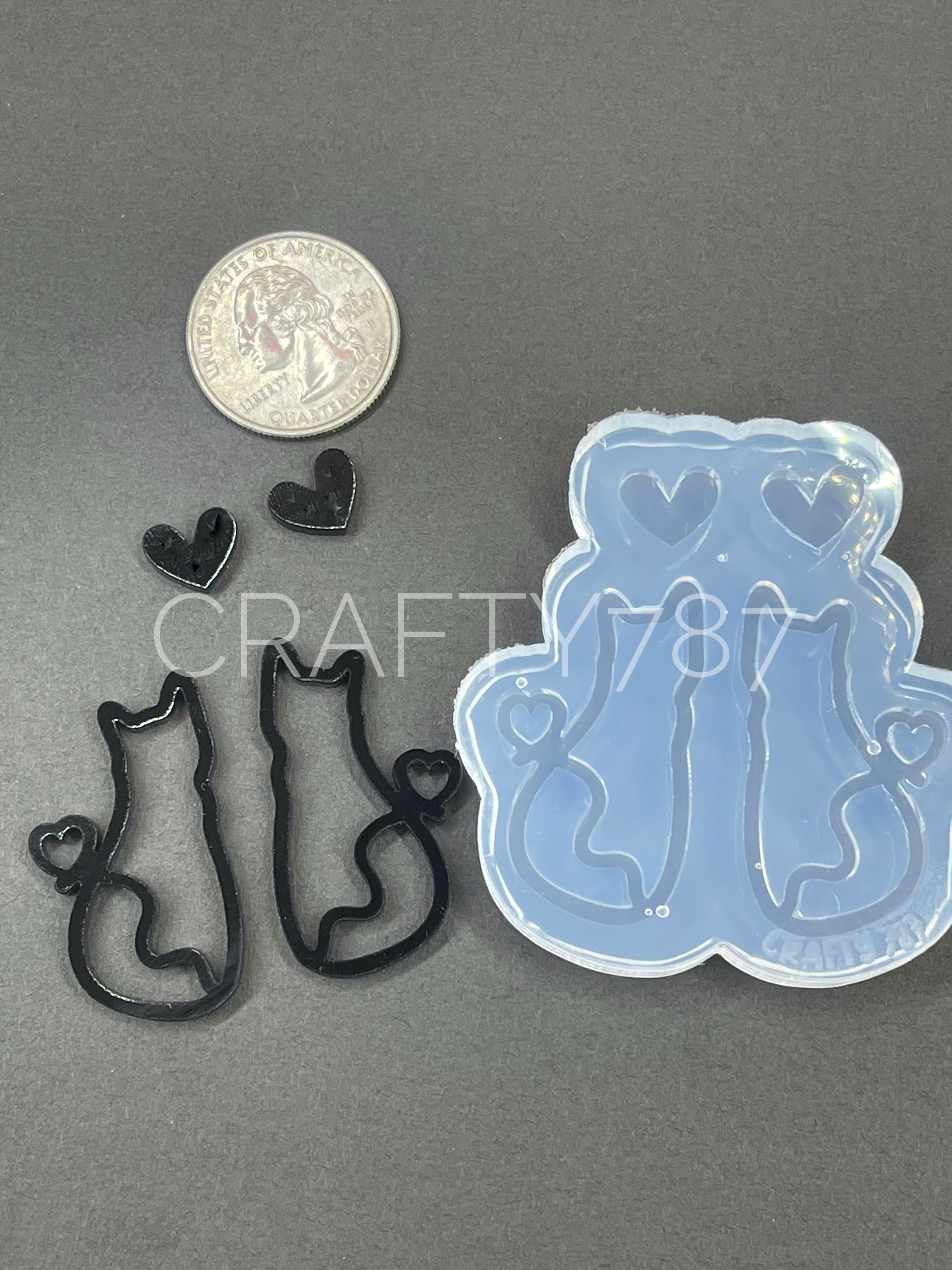 Cat Dangle Earring Silicone Mold Option 1 (D5)