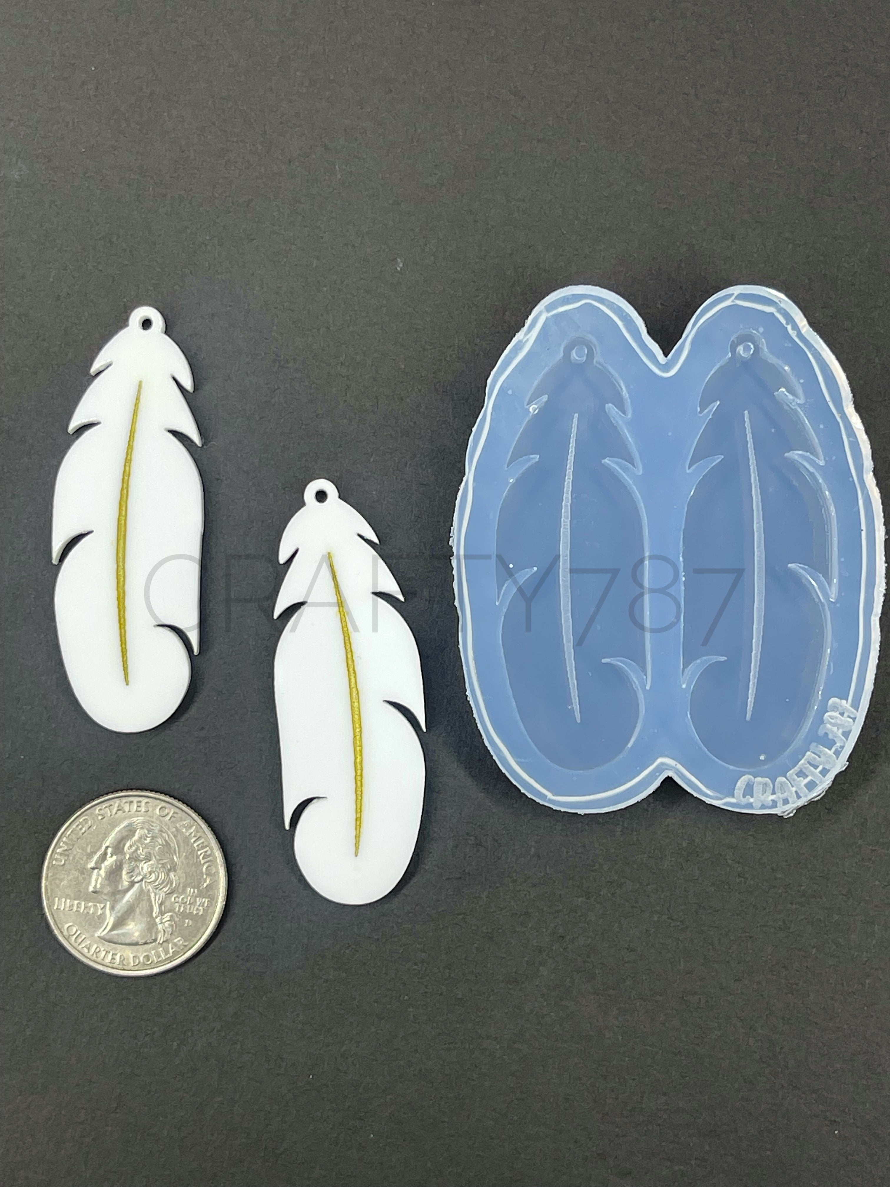 Feather Pluma Dangle Earring Silicone Mold 2.1in (D3)