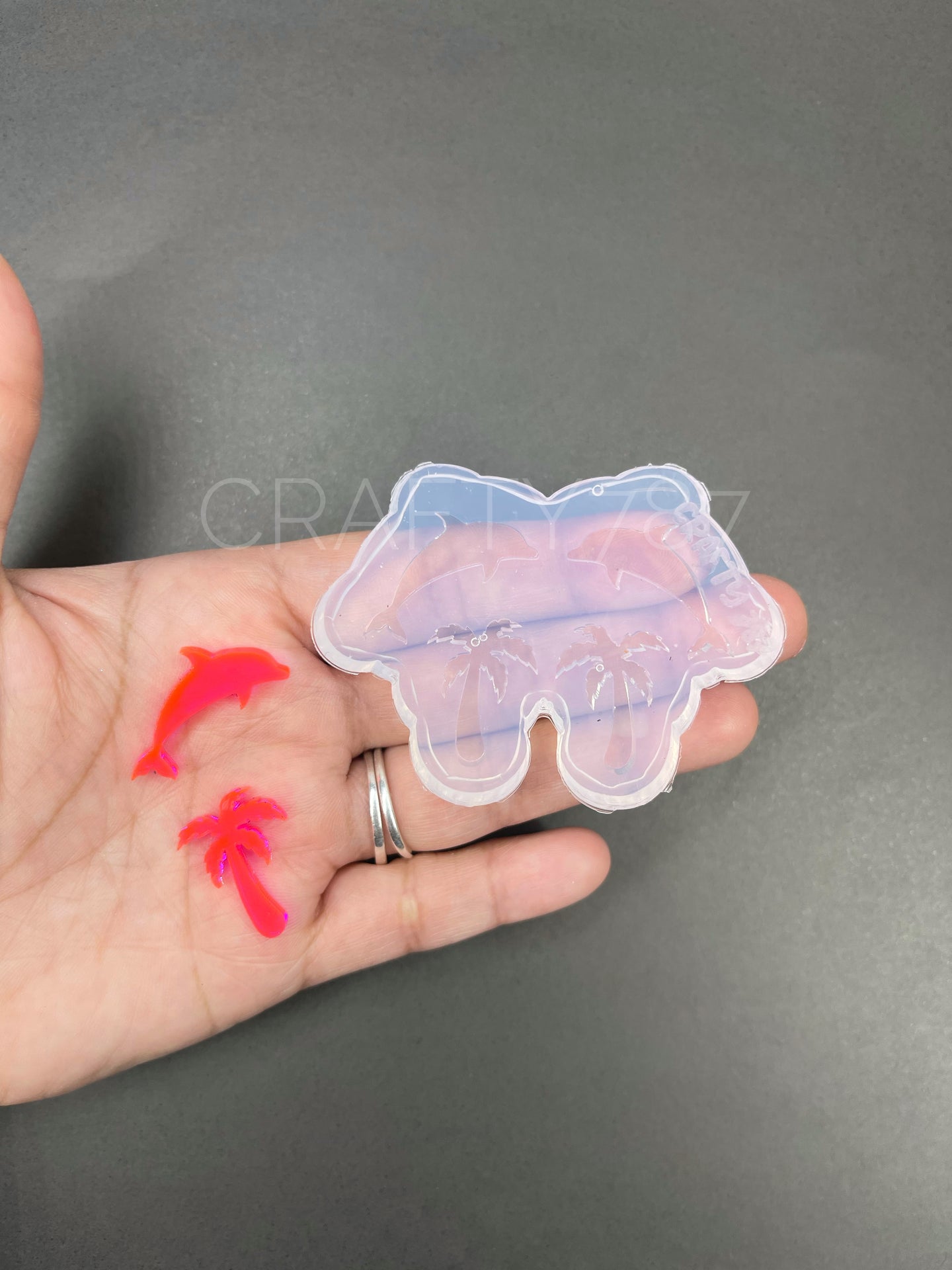 Dolphin & Palm Earring Silicone Mold, Summer Mold (A13)