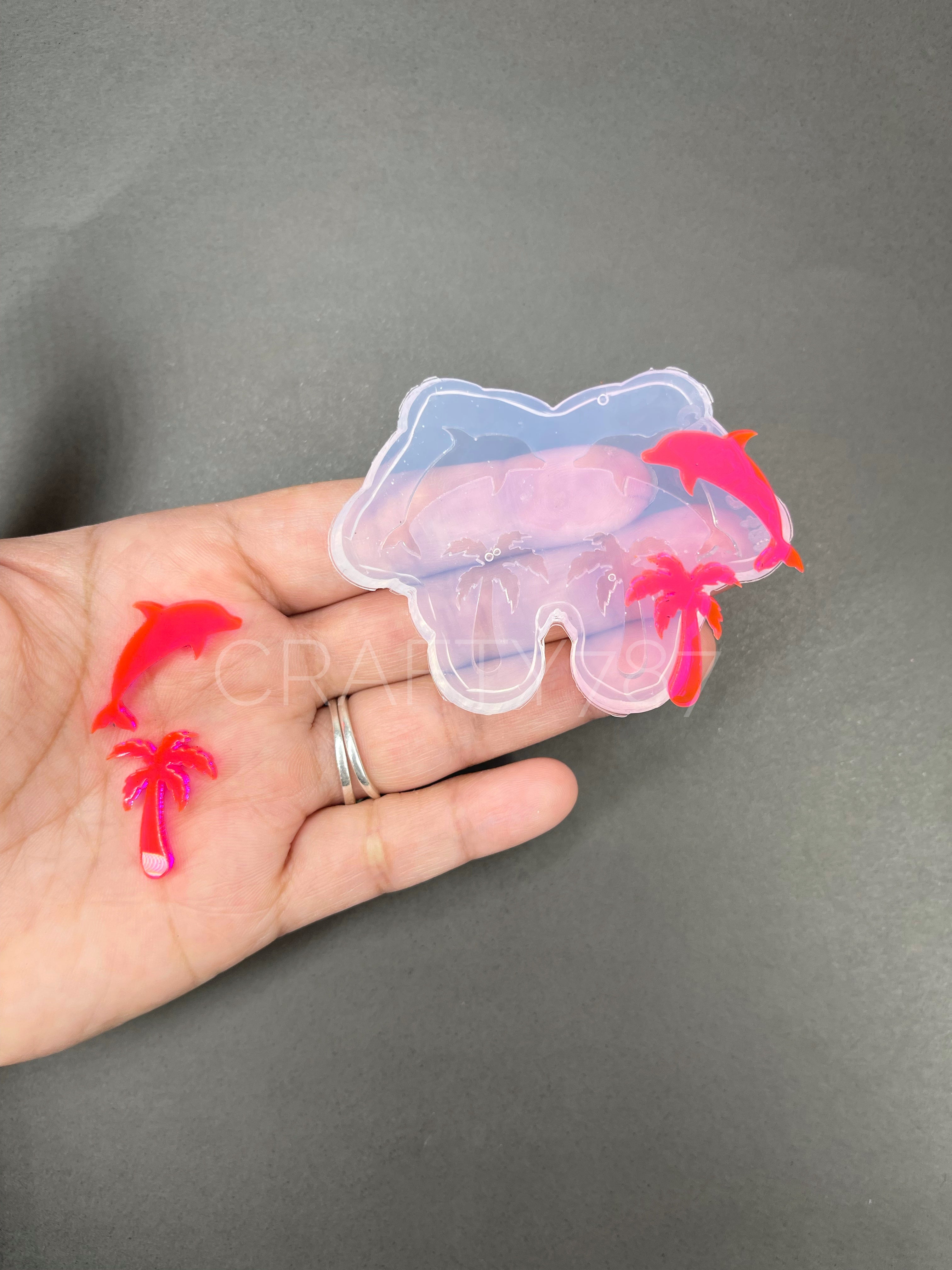 Dolphin & Palm Earring Silicone Mold, Summer Mold (A13)