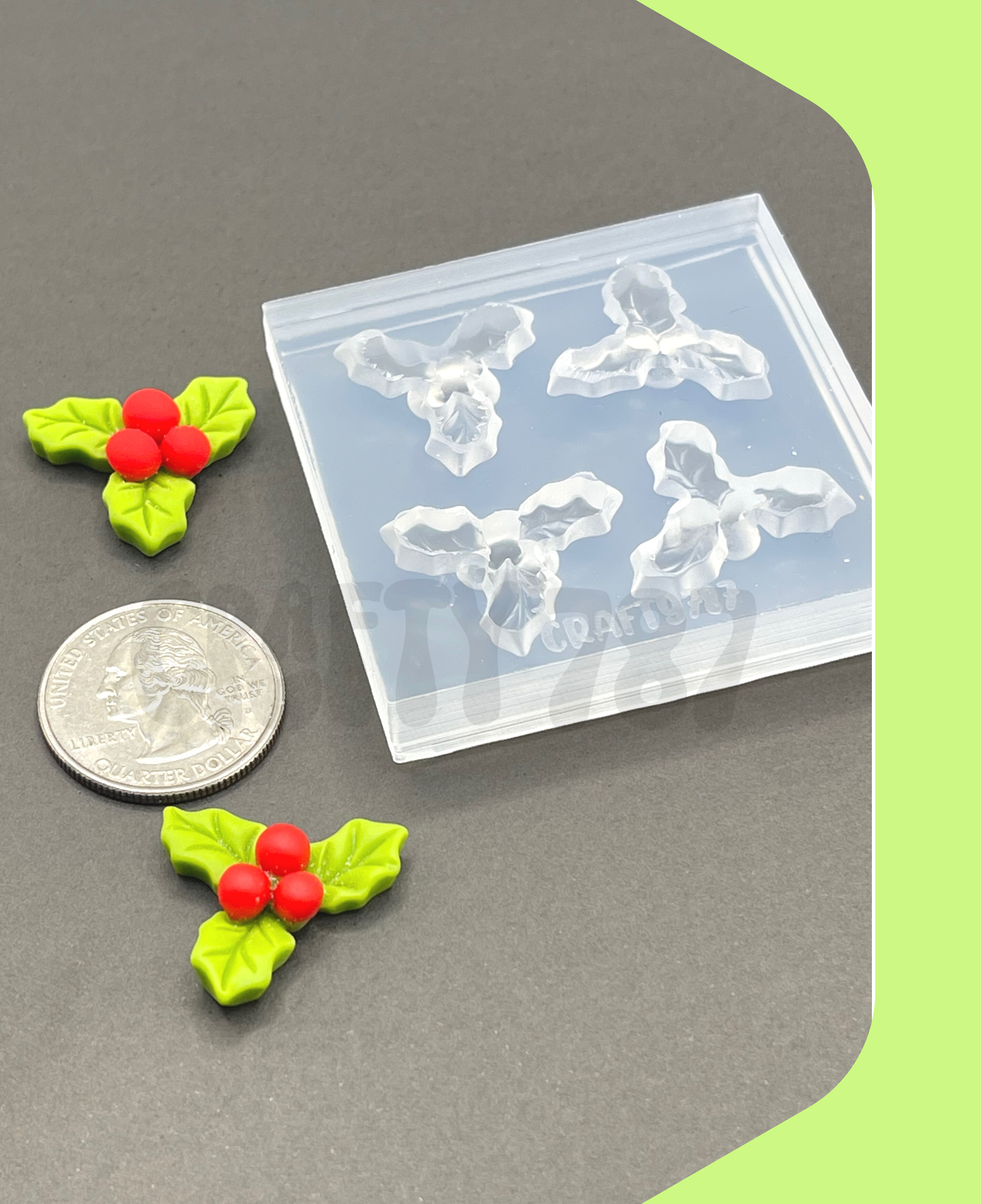 Mistletoe 3D Silicone Mold, Resin Earring Mold (A14)